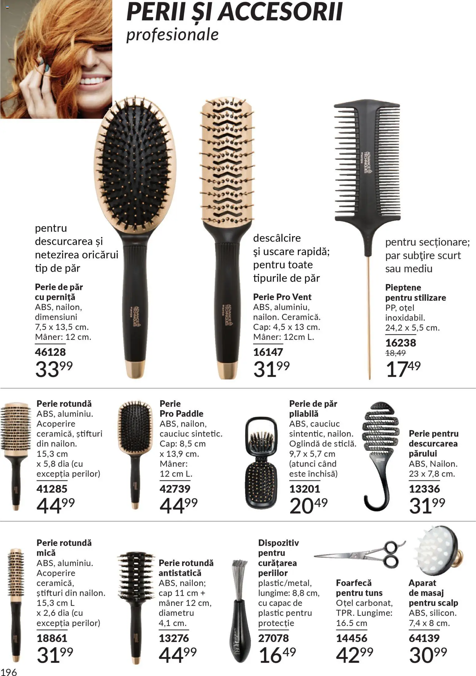 Noul catalog Avon – valabil de la 01.12.2025 | Pagină: 196 | Produse: Perie de păr, Pieptene, Oglindă, Perie