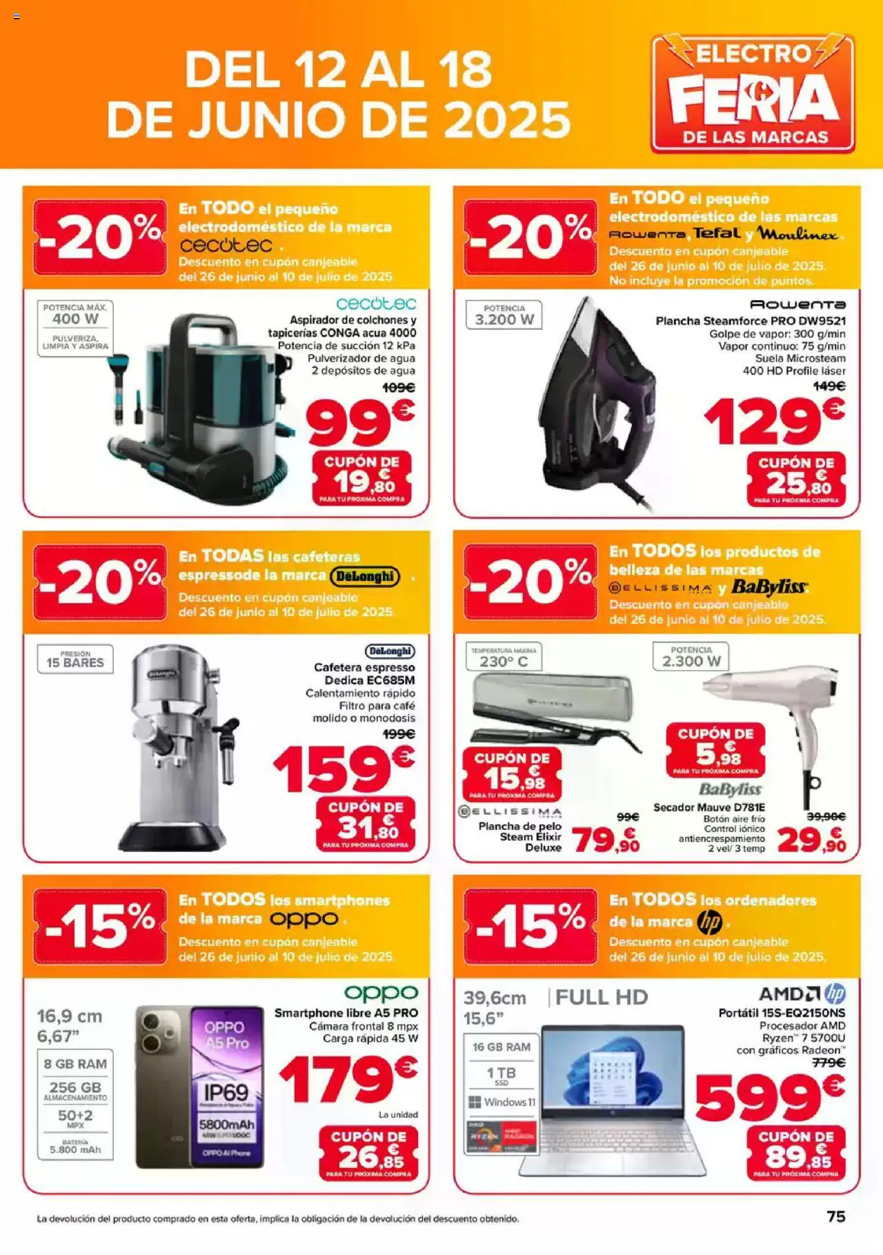 Carrefour folleto │ válido desde el 09.06.2025 | Página: 75 | Productos: Smartphone, Cámara, Cafetera, Plancha