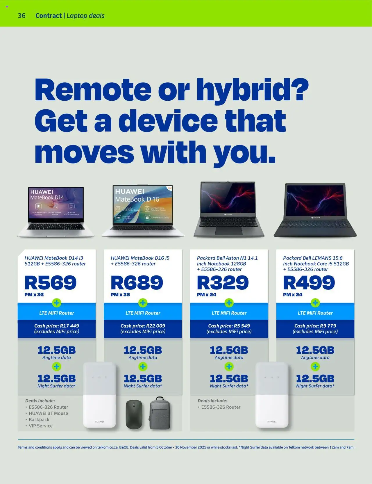 New Telkom catalogue – valid from 05.10.2025 | Page: 34 | Products: Router, Notebook, Backpack, Laptop