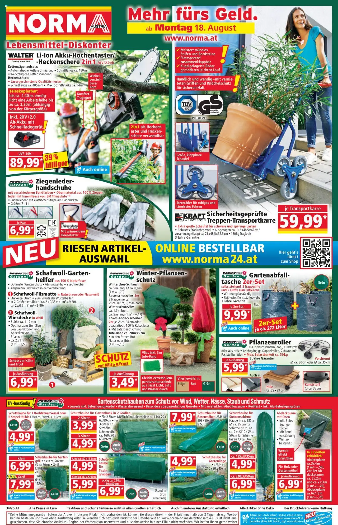 Norma Flugblatt gültig ab 18.08.2025 | Seite: 1 | Produkte: Wasser, Tasche, Tisch, Gartenmöbel