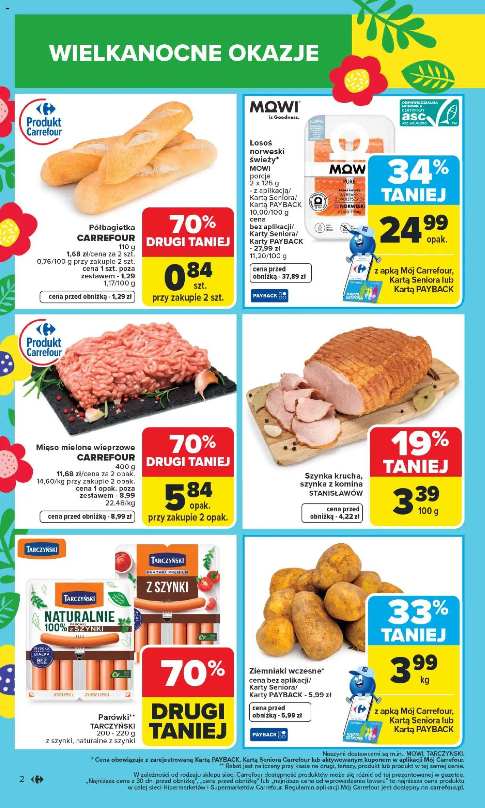 Carrefour gazetka od 09.03.2026 | Strona: 4 | Produkty: Mięso, Łosoś, Łosoś norweski, Ziemniaki