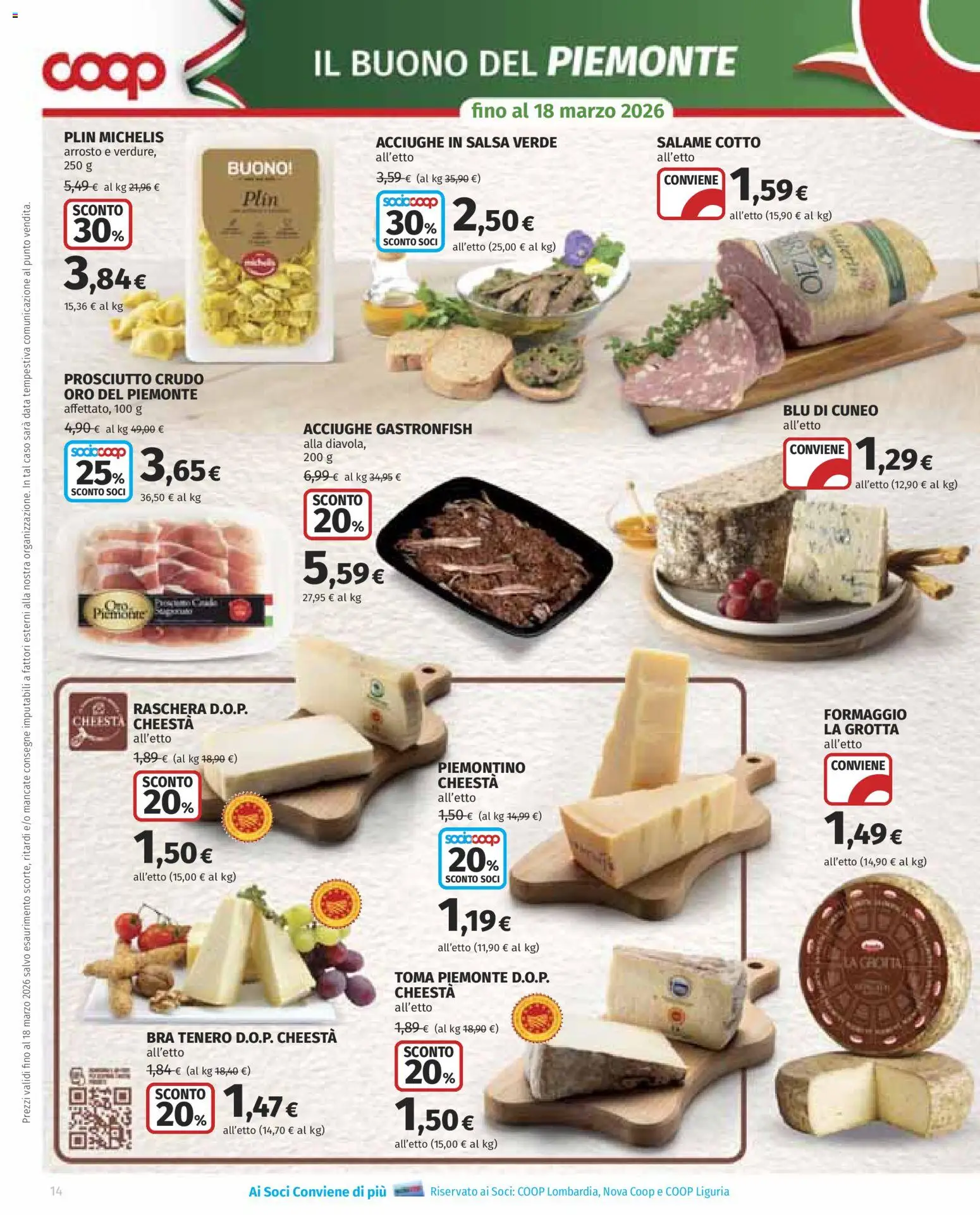 Volantino COOP del 05.03.2026 | Pagina: 14 | Prodotti: Prosciutto Crudo, Salame, Salsa, Formaggio