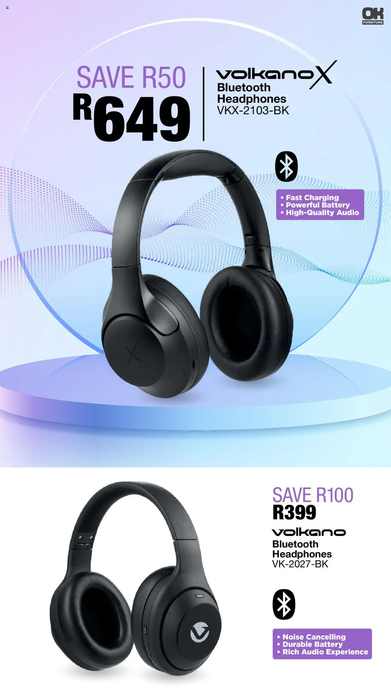 New OK Furniture catalogue – valid from 15.09.2025 | Page: 12 | Products: Audio, Headphones, Battery