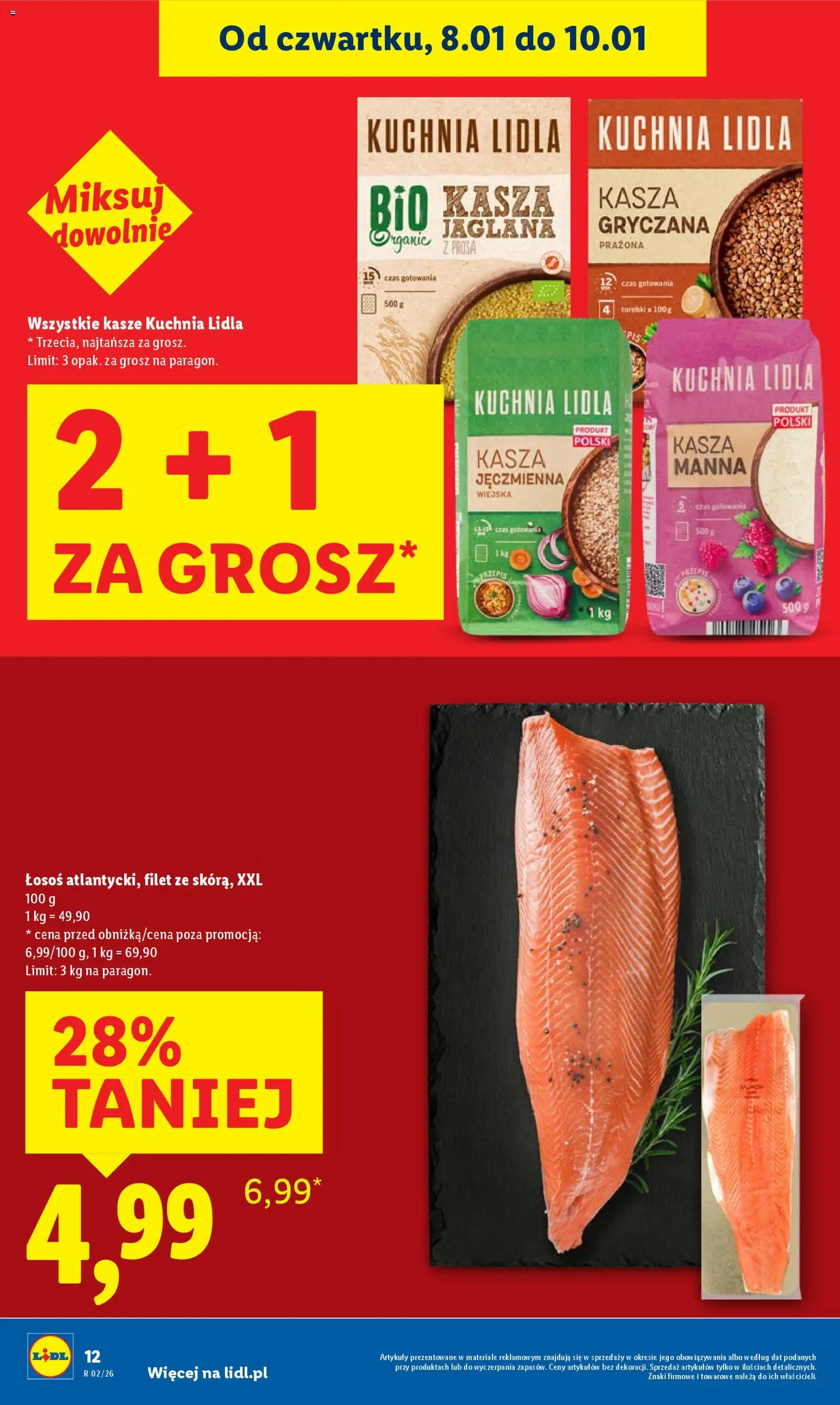 Lidl Gazetka od 08.01.2026 | Strona: 12 | Produkty: Kasza gryczana, Kasza manna, Torebki, Kasza jaglana
