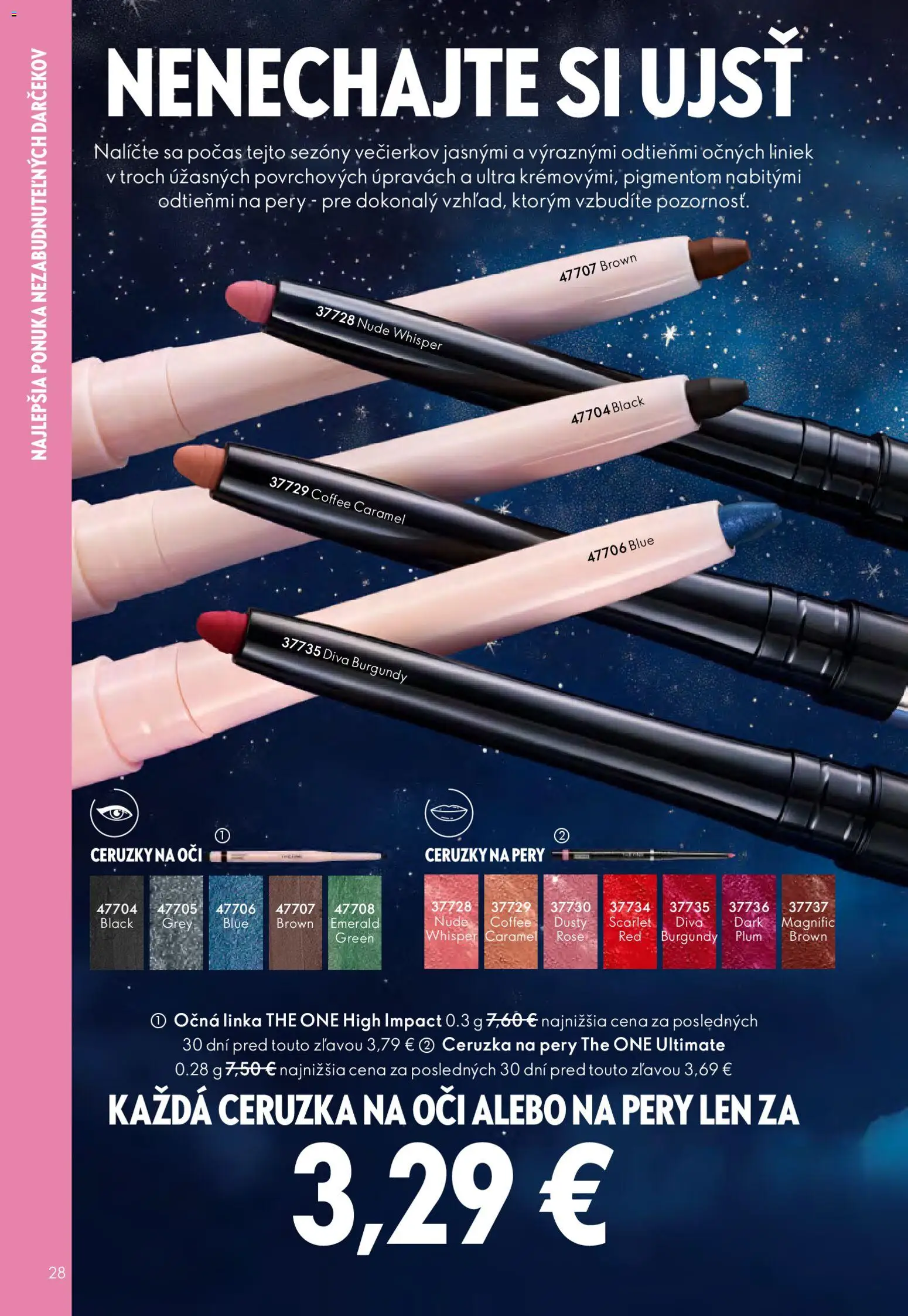 Nové Oriflame akcie – leták je platný od 03.12.2025 | Strana: 28 | Produkty: Očná linka, Ceruzka na oči, Ceruzka