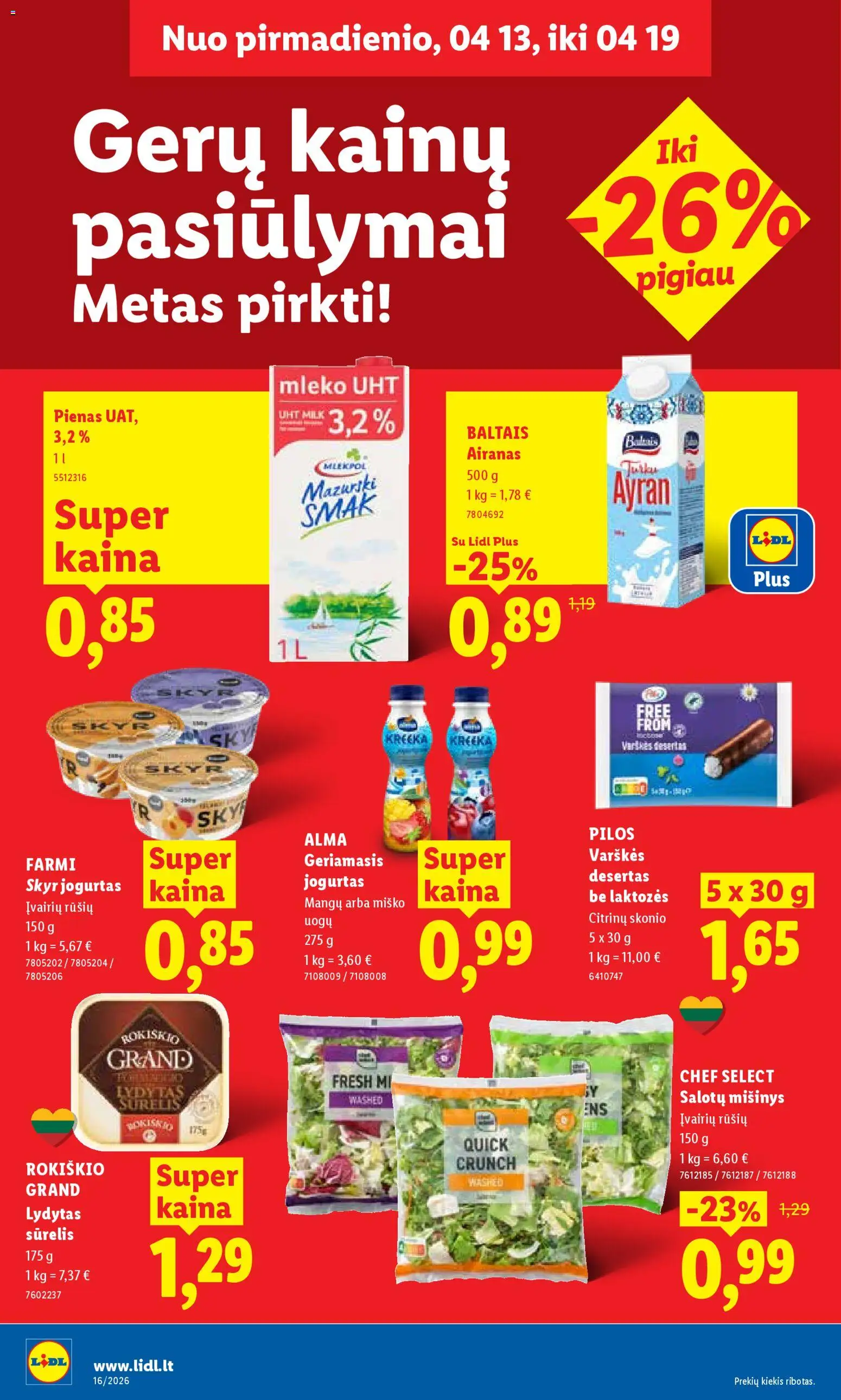 LIDL akcijos nuo 13.04.2026 | Puslapis: 14 | Prekių: Sūrelis, Pienas, Jogurtas
