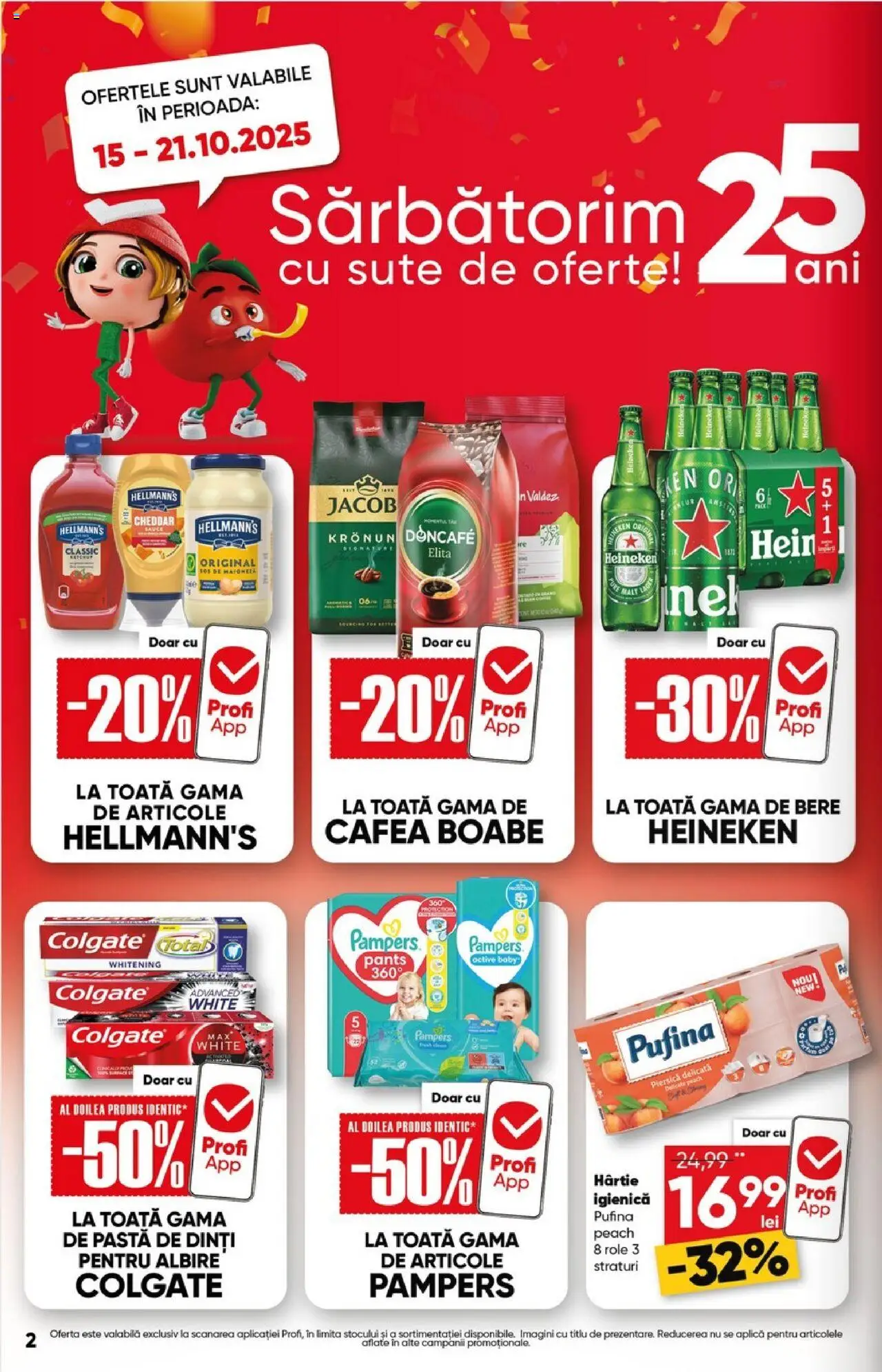 Noul catalog Profi – valabil de la 15.10.2025 | Pagină: 2 | Produse: Cafea, Bere, Pastă de dinți, Maioneză