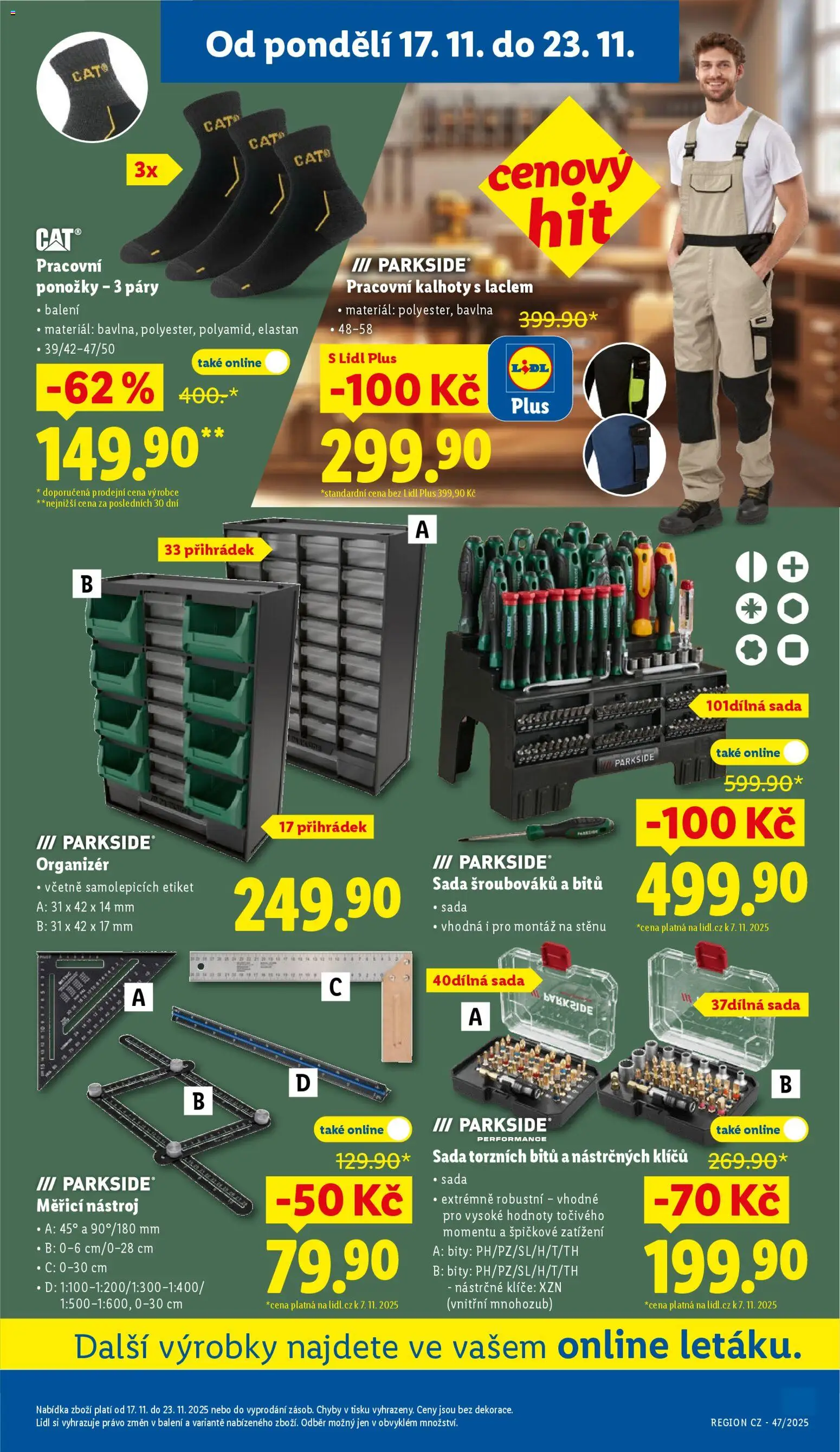 Lidl Black Friday od 17.11.2025 | Strana: 11 | Produkty: Organizér, Kalhoty, Ponožky, Parkside