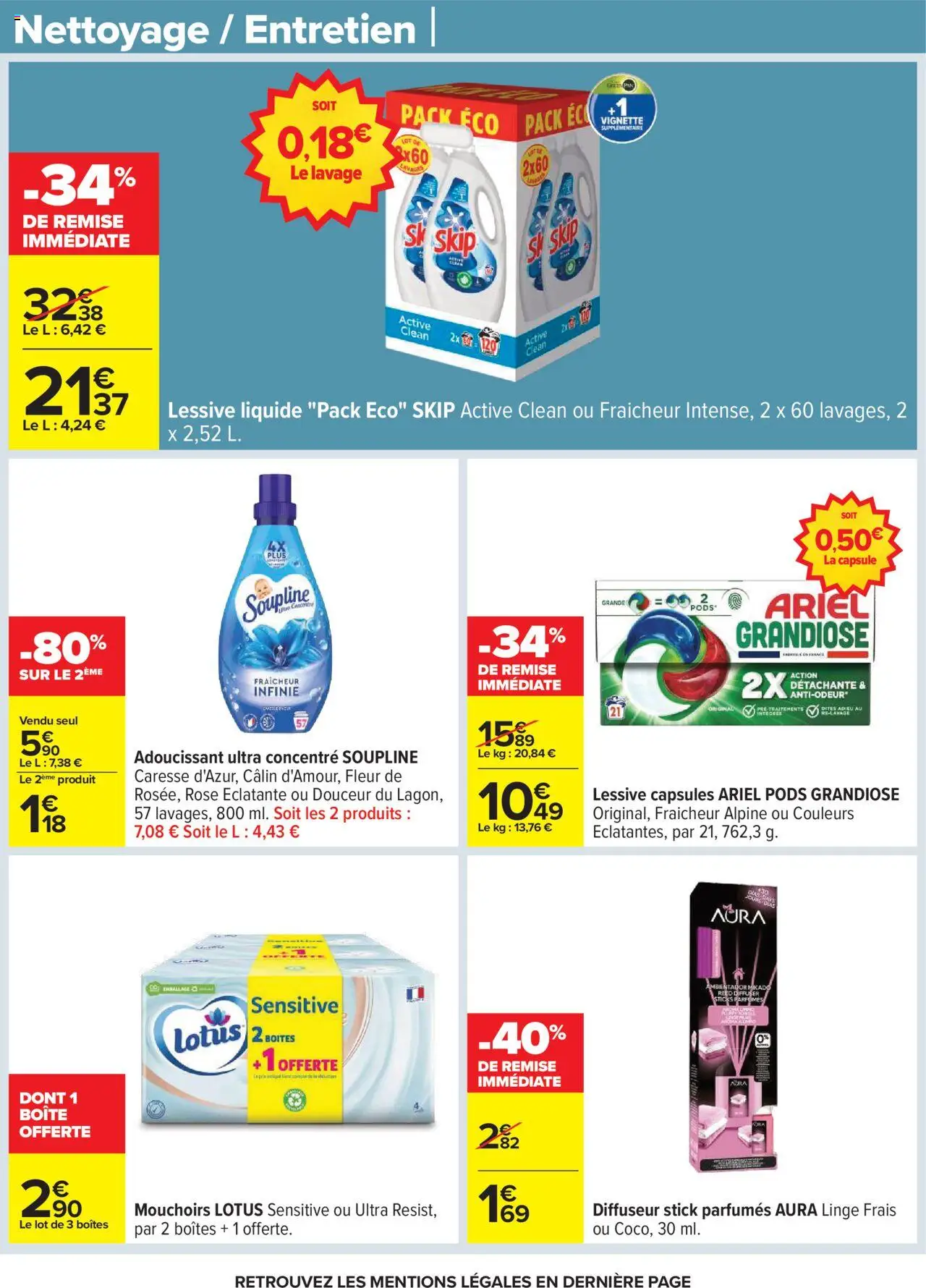 {H1} | Page: 64 | Produits: Lessive Liquide, Adoucissant, Mouchoirs, Lessive