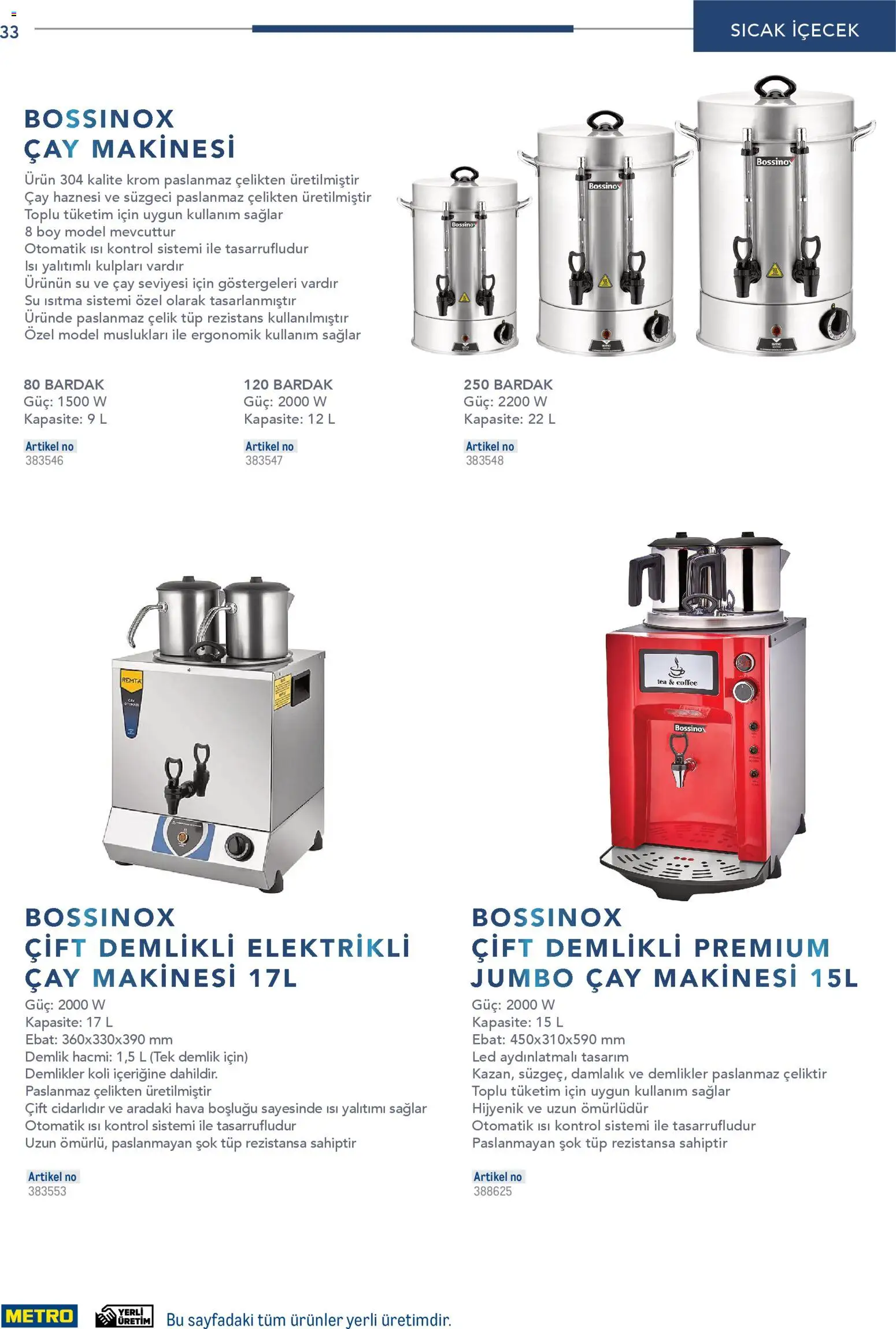 Metro - Profesyonel Çözümler - 26.12.2025 tarihinden itibaren geçerlidir | Sayfa: 33 | Ürünler: Çay makinesi, Çay, Su, Demlik