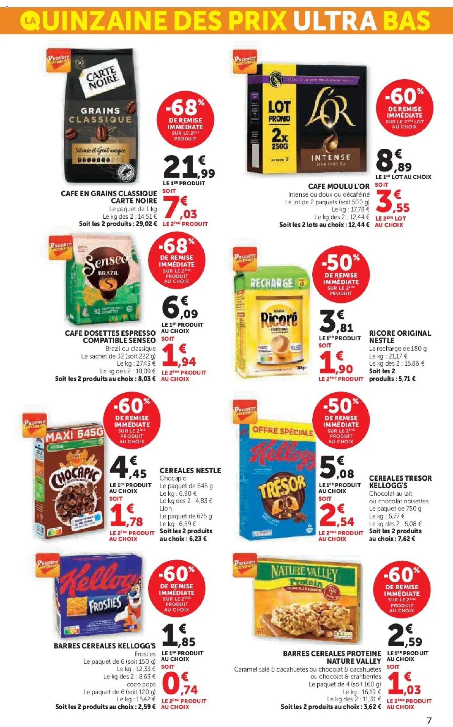 {H1} | Page: 7 | Produits: Chocapic, Senseo, Noisettes, Chocolat