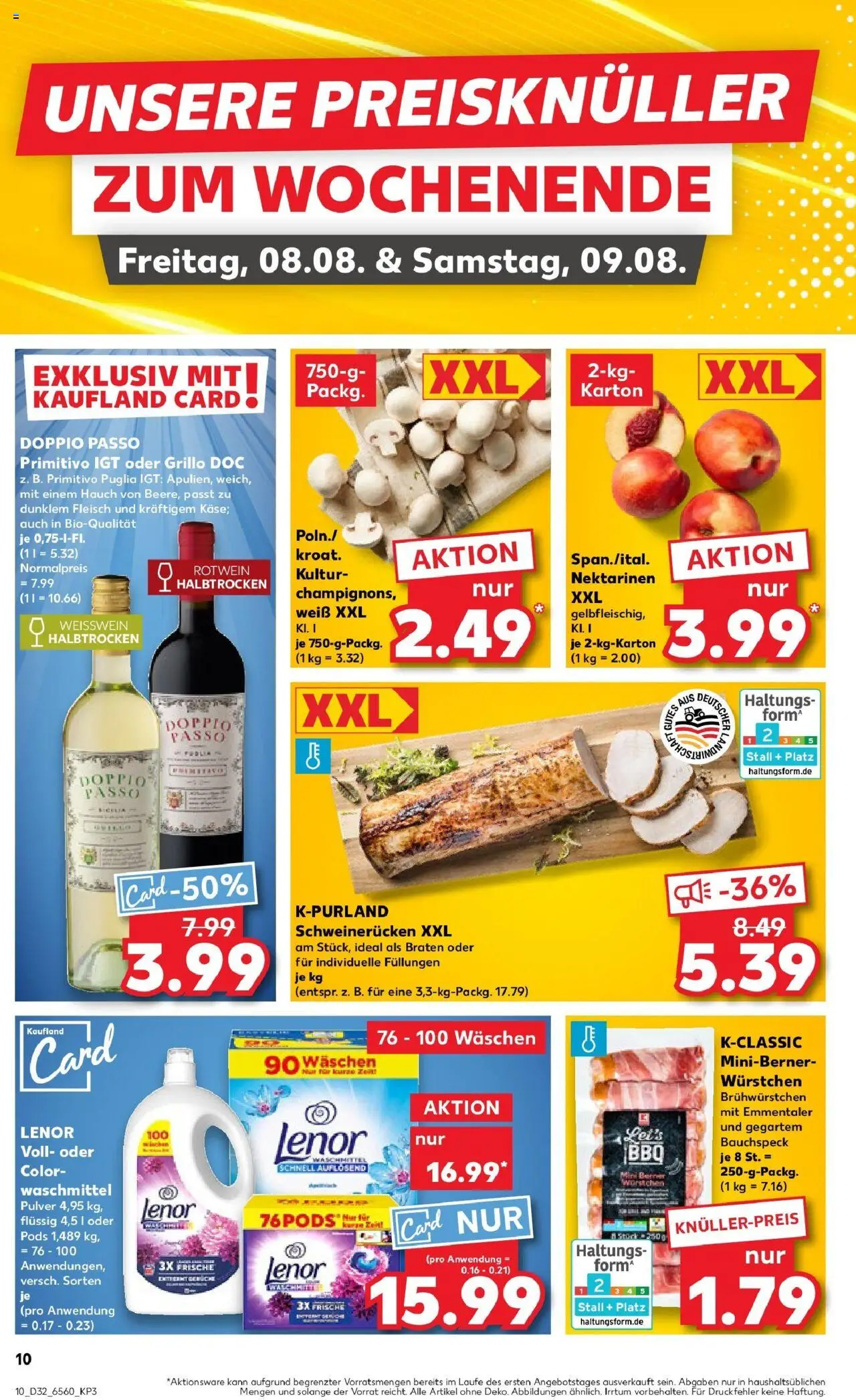 Kaufland prospekt Dorsten	 - gültig ab dem 07.08.2025 | Seite: 10 | Produkte: Nektarinen, Doppio passo primitivo, Waschmittel, Fleisch