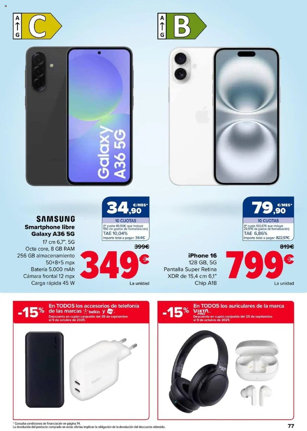Carrefour folleto │ válido desde el 11.09.2025 | Página: 77 | Productos: Smartphone, Iphone, Cámara, Batería
