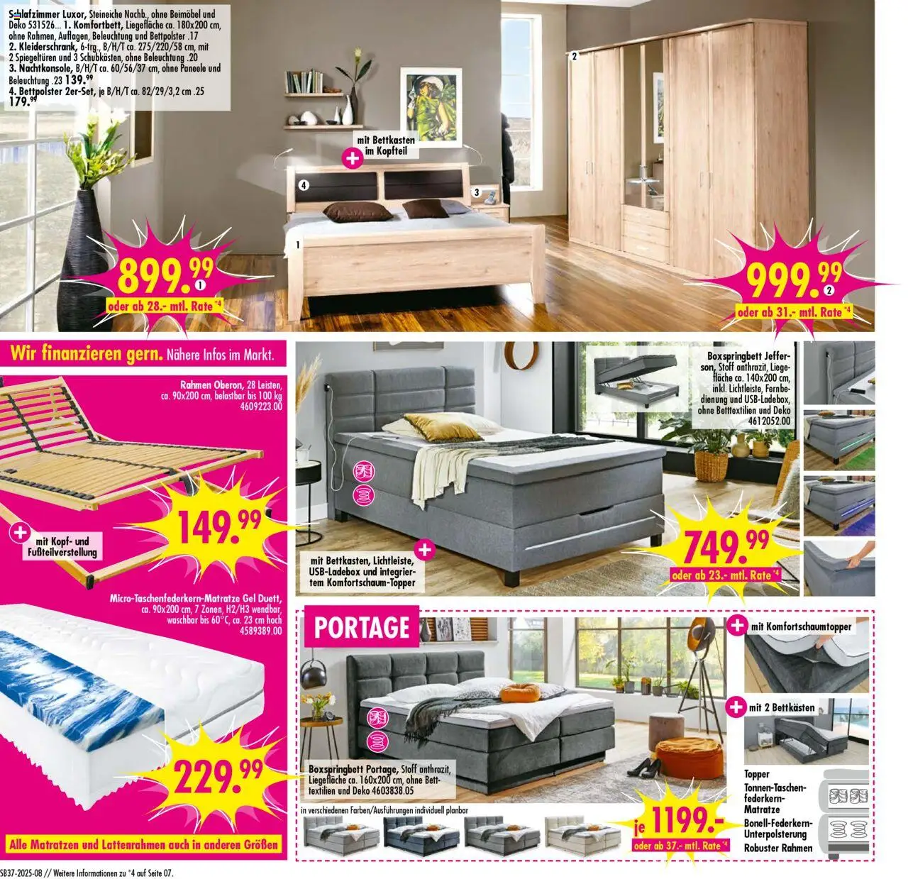 SB Möbel Boss Prospekt 	 – gültig ab 06.09.2025 | Seite: 8 | Produkte: Bett, Matratze, Boxspringbett, Liege