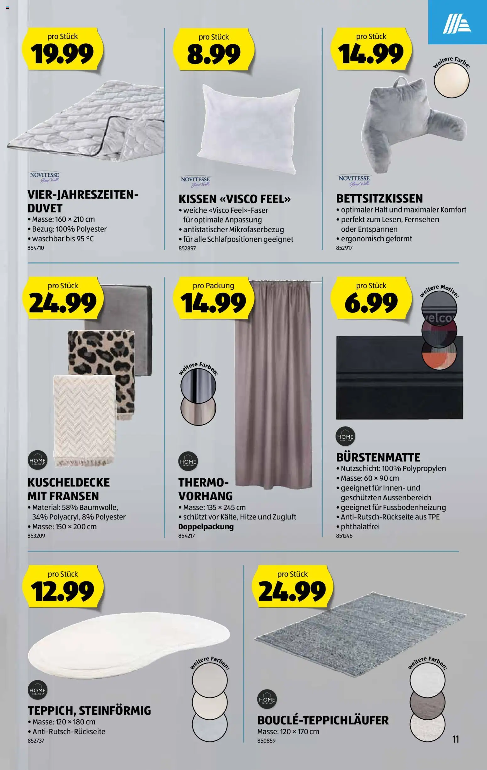 Aldi Aktionen – gültig ab 22.01.2026 | Seite: 12 | Produkte: Kissen, Fernsehen, Vorhang