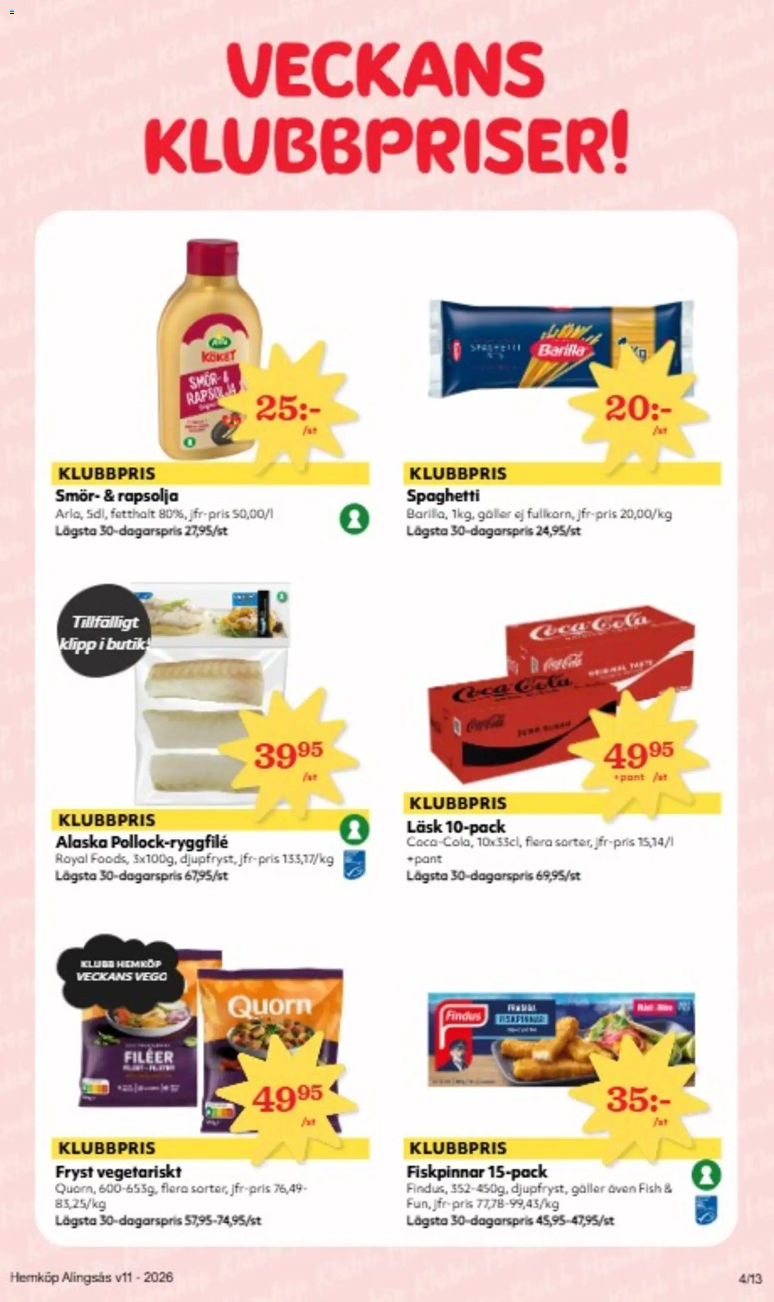 Hemköp reklamblad aktuell från 09.03.2026 | Sida: 2 | Produkter: Galler, Smör, Rapsolja, Spaghetti