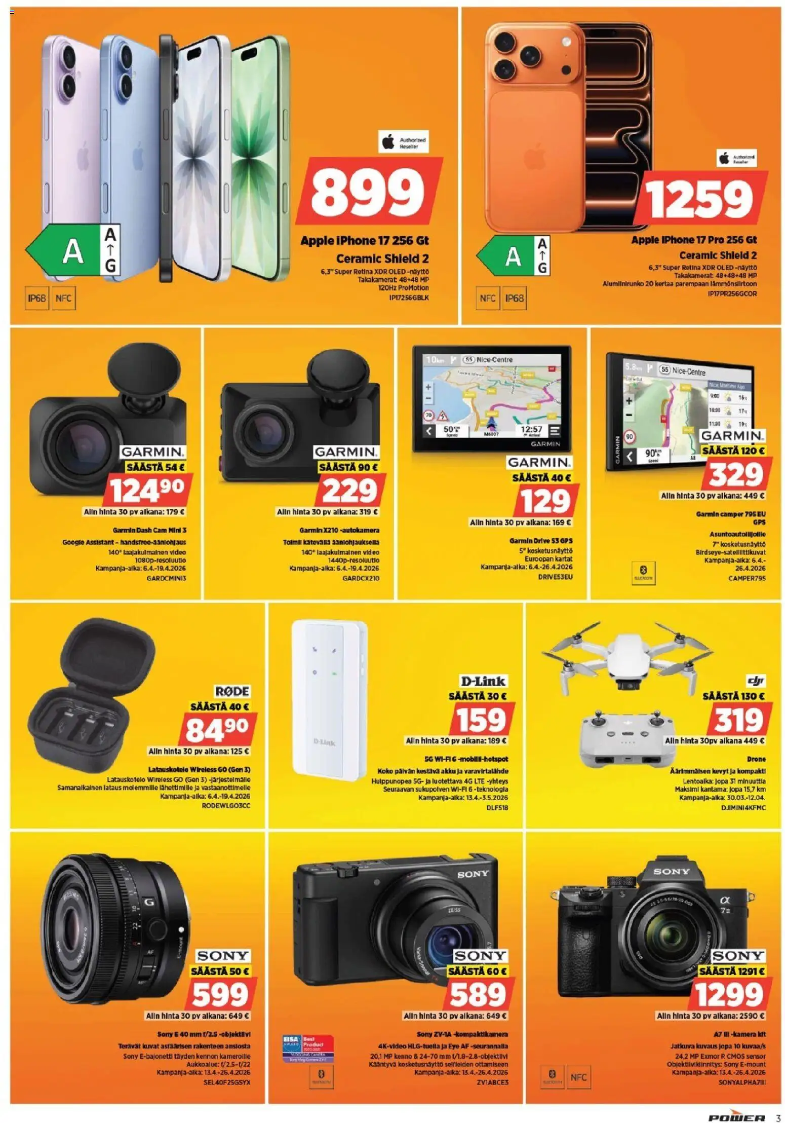 Power tarjoukset – voimassa 13.04.2026 alkaen | Sivu: 3 | Tuotteet: Akku, Drone, Video, Kamera