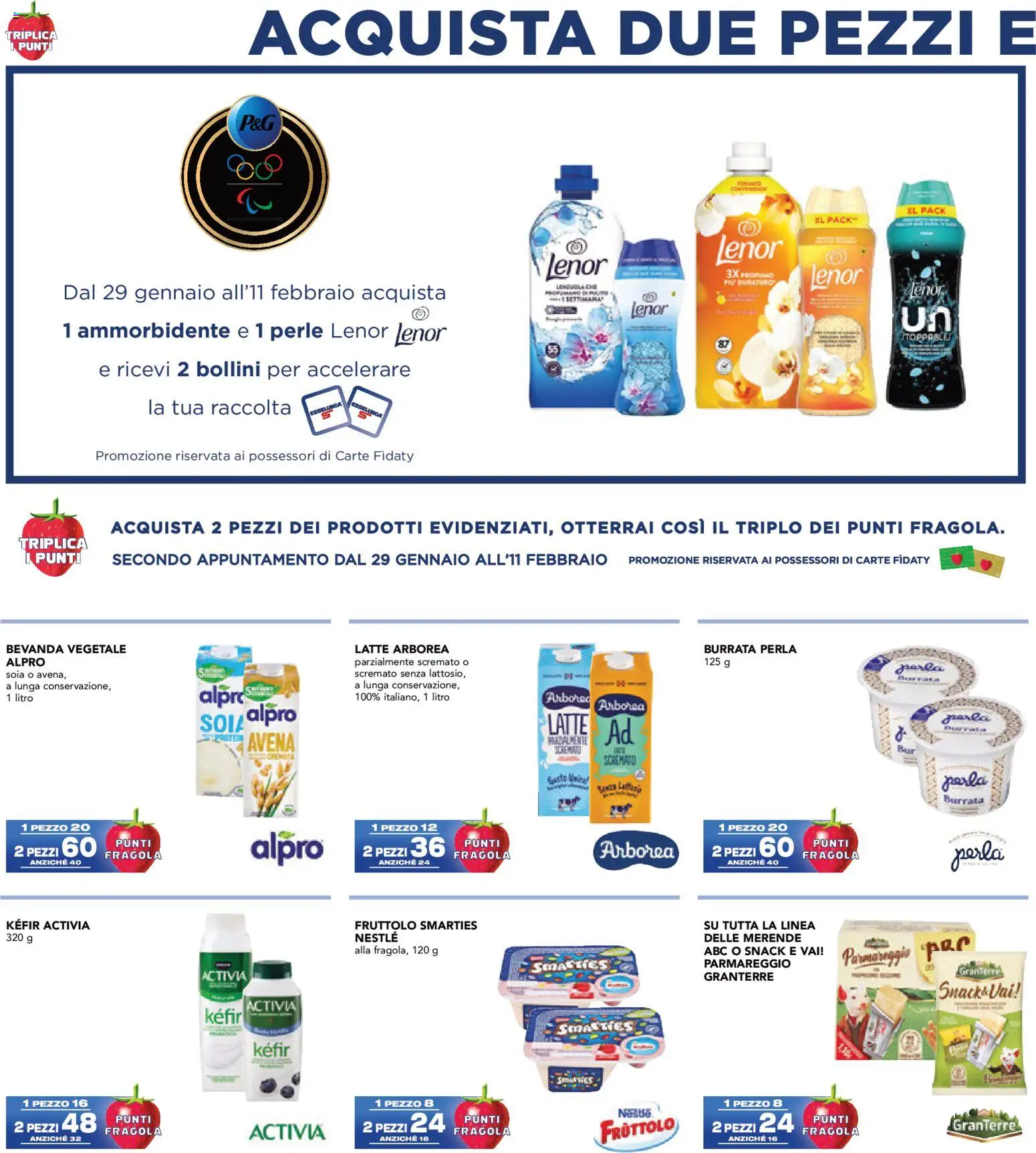 Volantino Esselunga S del 29.01.2026 | Pagina: 1 | Prodotti: Ammorbidente, Latte, Burrata