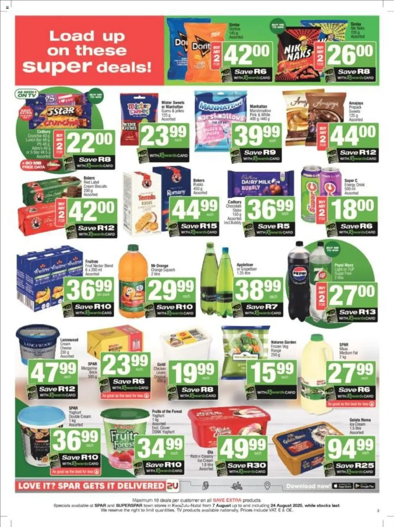 Superspar - Kwazulu-Natal - Weekly Specials │ valid from 07.08.2025 | Page: 3 | Products: Data, Squash, Cheese, Fruit