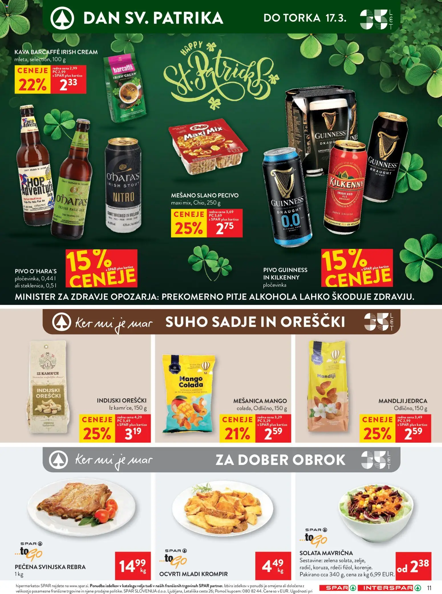 Novi Spar katalog ponudbe – veljaven od 11.03.2026 | Stran: 13 | Izdelki: Mandlji, Pivo, Sadje, Zelena