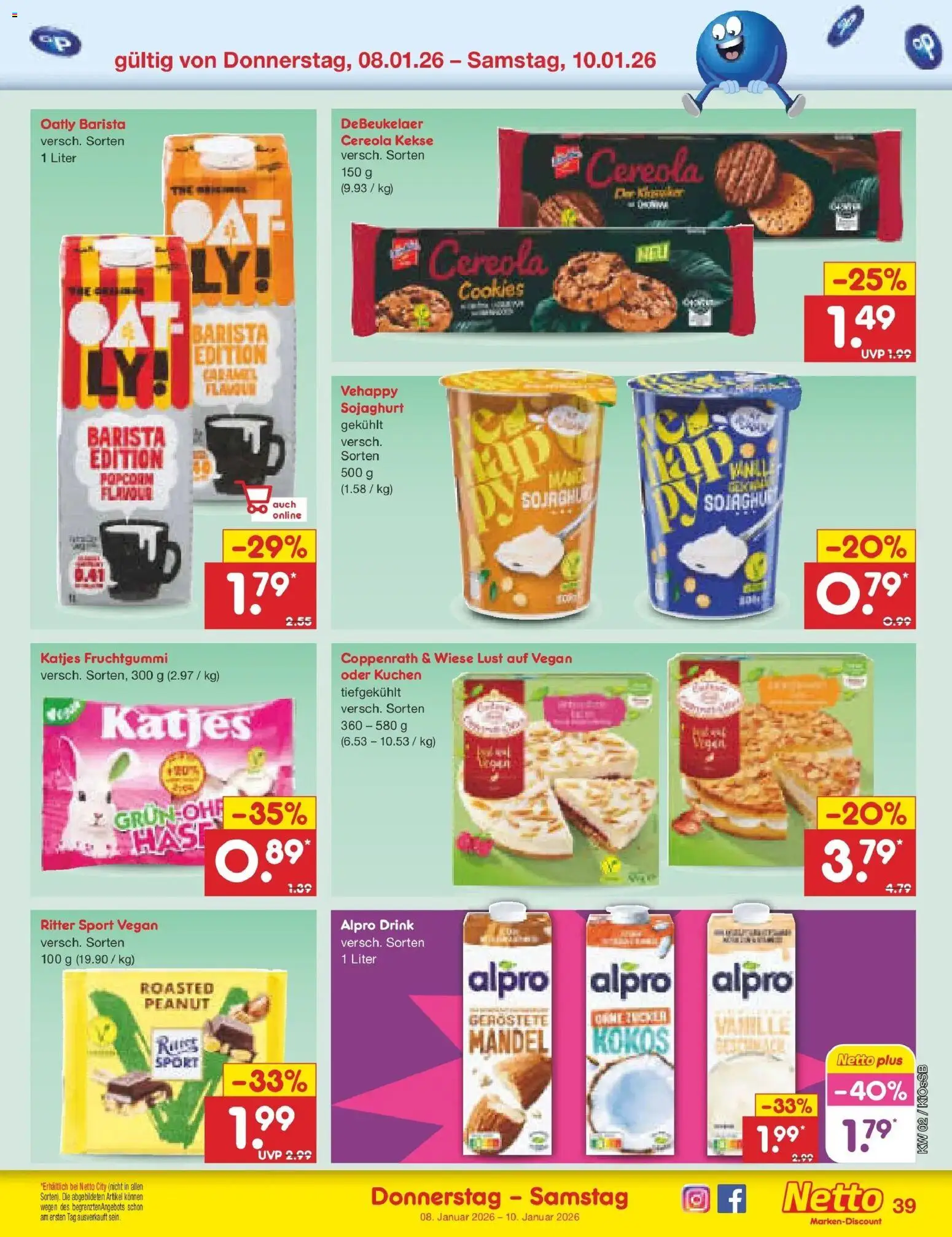 Netto Marken-Discount - Netto: Wochenangebote – gültig ab 04.01.2026 | Seite: 43 | Produkte: Ritter sport, Alpro, Zucker, Kuchen
