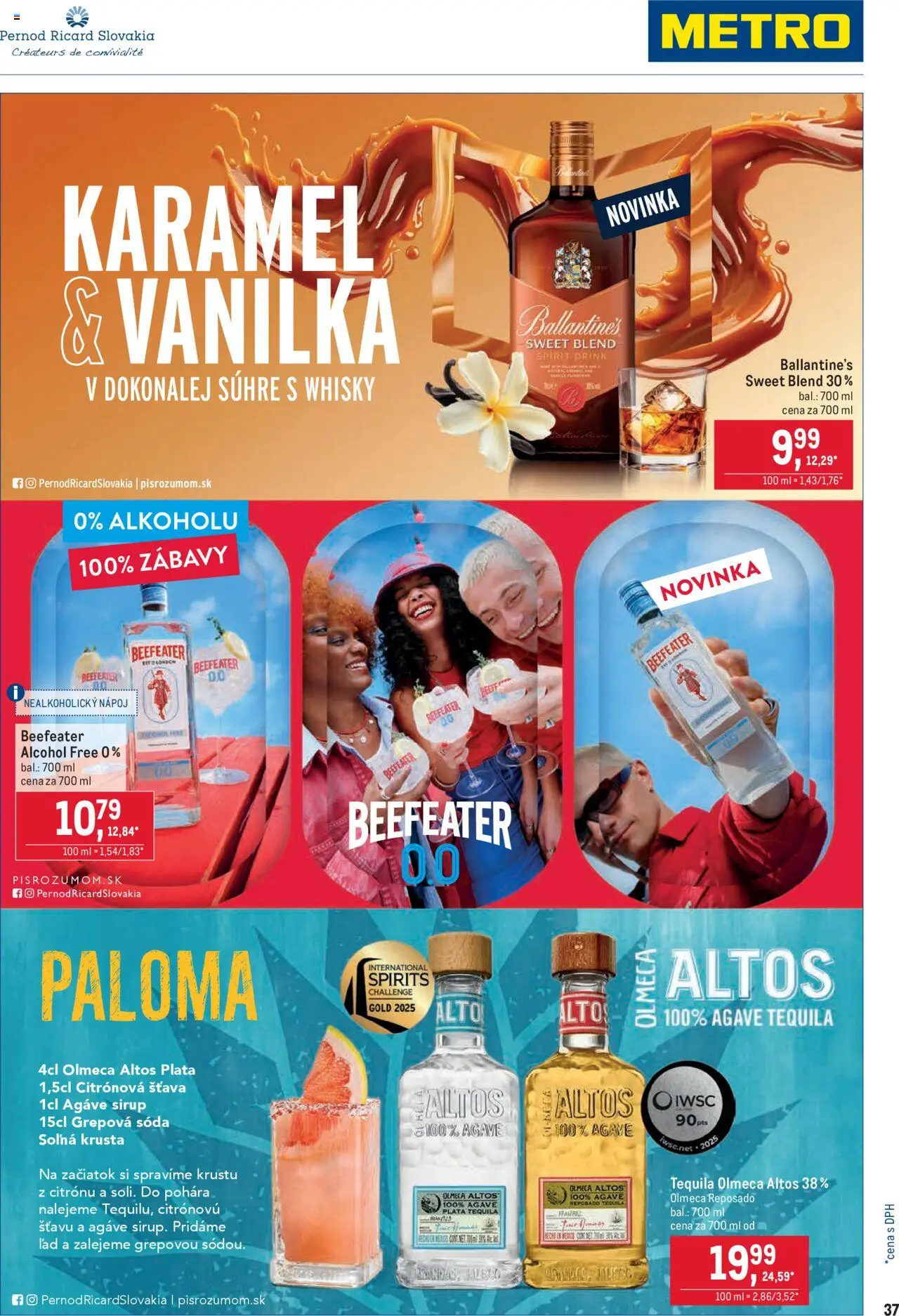 Nové Metro akcie – leták je platný od 27.08.2025 | Strana: 37 | Produkty: Beefeater, Whisky, Tequila