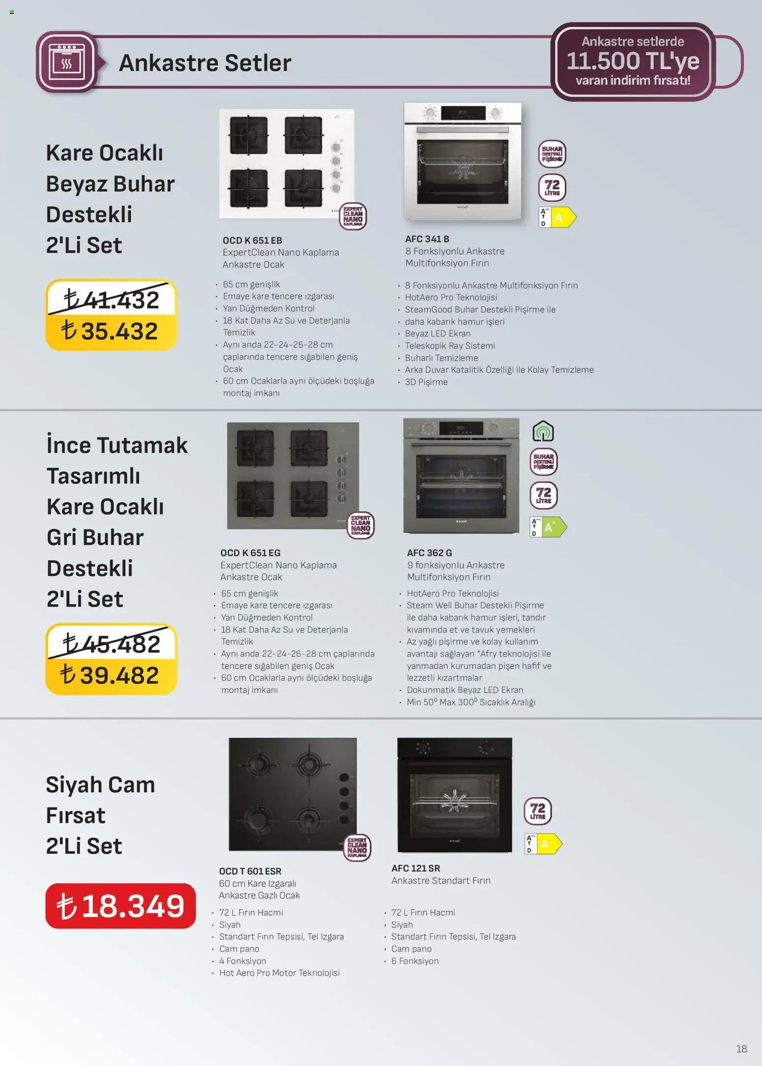 Arçelik - Ankastre Kataloğu - 16.04.2026 tarihinden itibaren geçerlidir | Sayfa: 18 | Ürünler: Su, Fırın, Ocak, Izgara