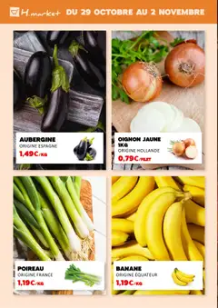 Hmarket - Prévisualisation de Hmarket catalogue valide à partir de 22.10.2025 | Page: 4 | Produits: Aubergine, Poireau, Oignon, Banane
