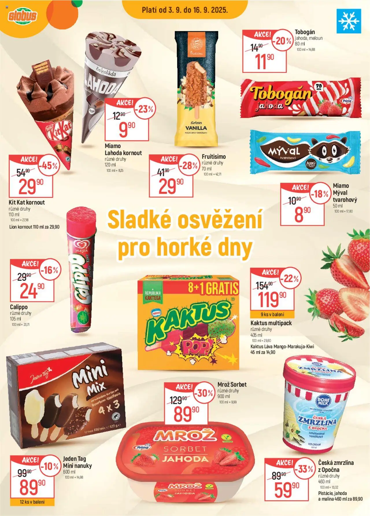 Globus leták od 03.09.2025 | Strana: 16 | Produkty: Meloun, Nanuky, Čokoláda, Sorbet