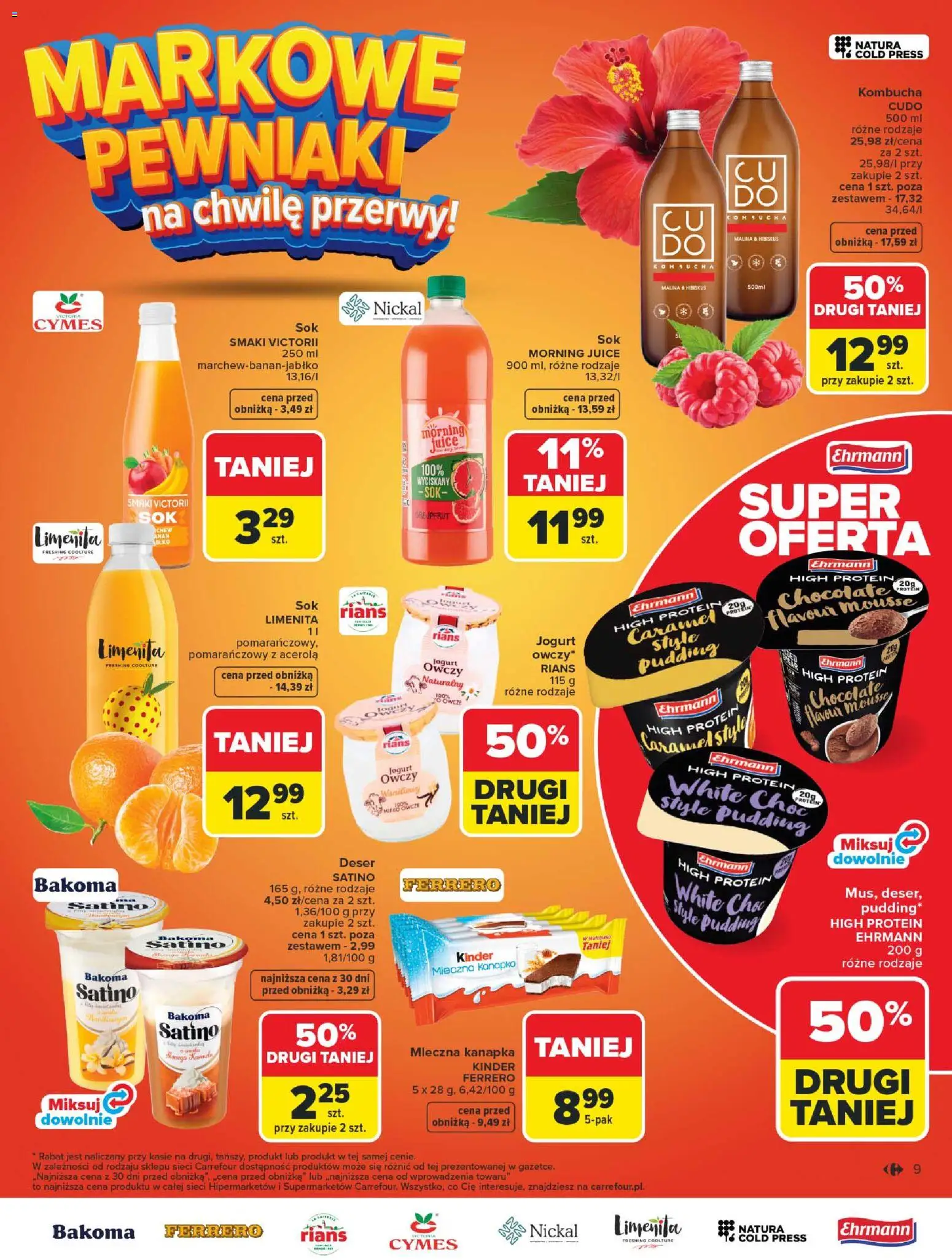 Carrefour Gazetka od 16.02.2026 | Strona: 11 | Produkty: Mleko, Jogurt, Sok, Kombucha