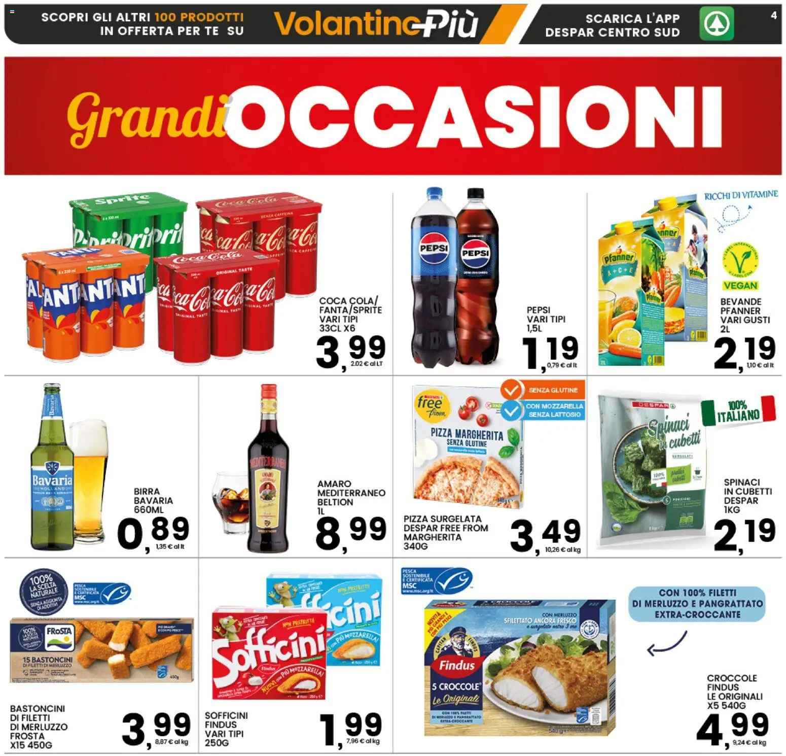 Volantino Interspar del 20.01.2026 | Pagina: 4 | Prodotti: Pizza, Birra, Mozzarella, Amaro