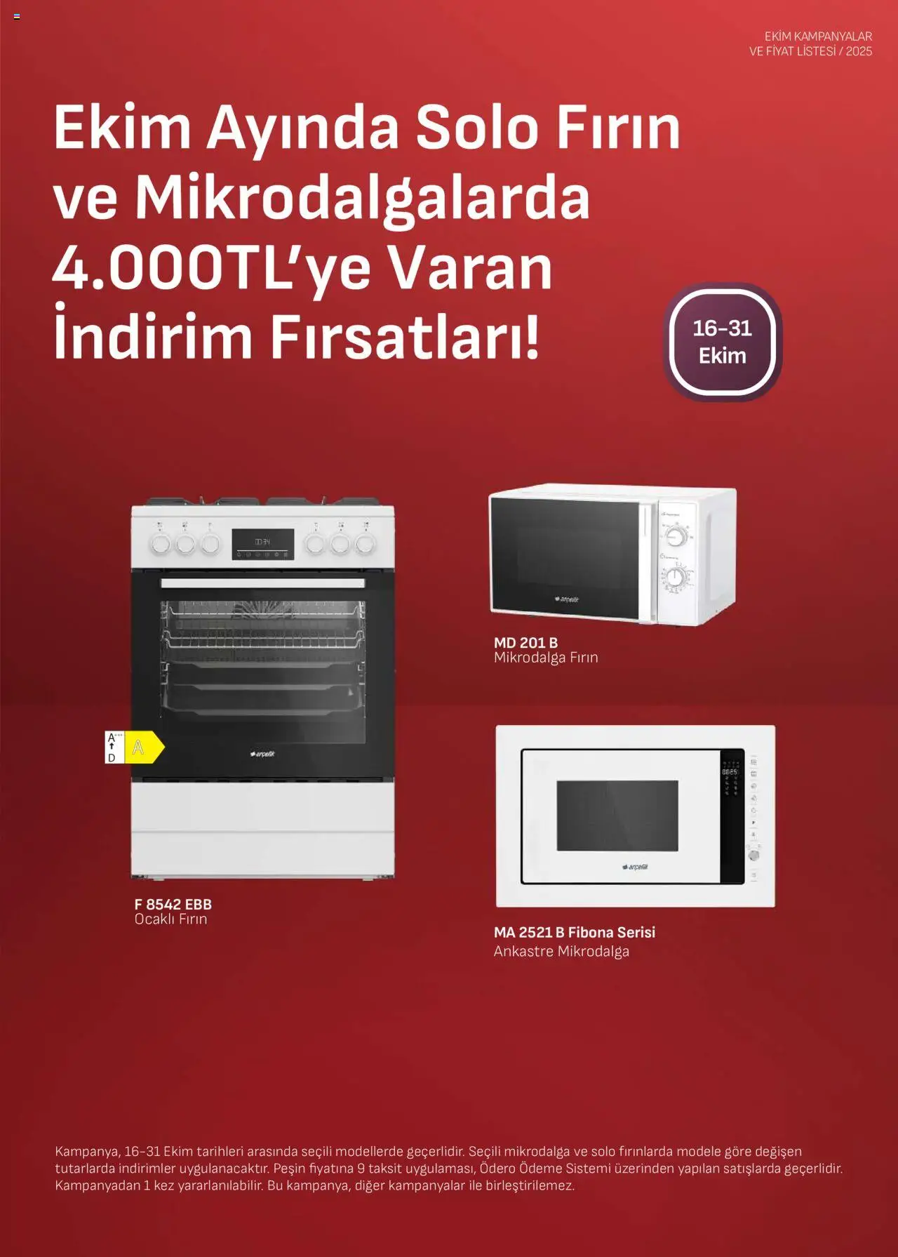 Arçelik Ankastre Kataloğu - 16.10.2025 tarihinden itibaren geçerlidir | Sayfa: 3 | Ürünler: Fırın, Mikrodalga fırın