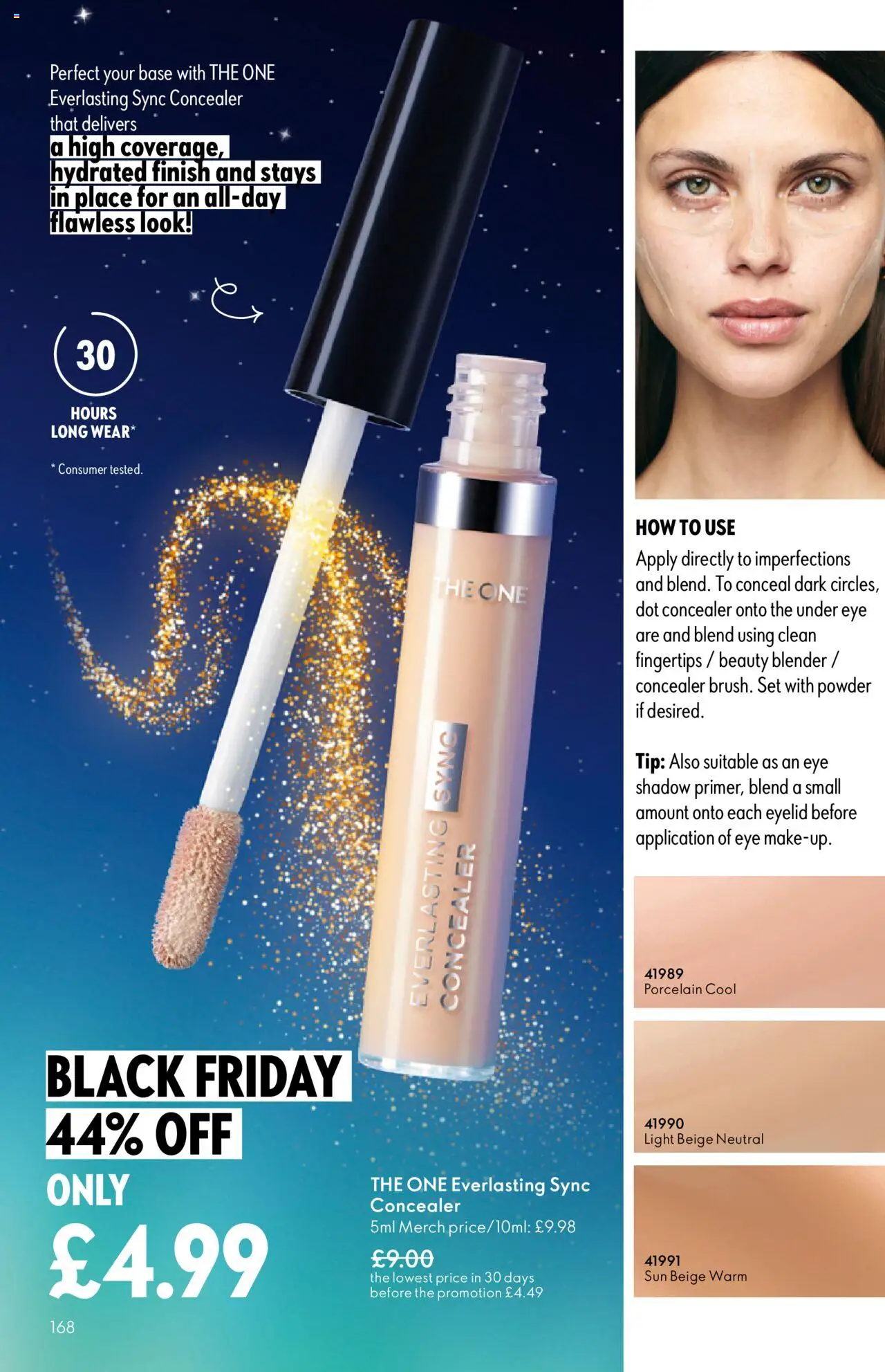 {H1} | Page: 168 | Products: Concealer, Powder, Eye shadow
