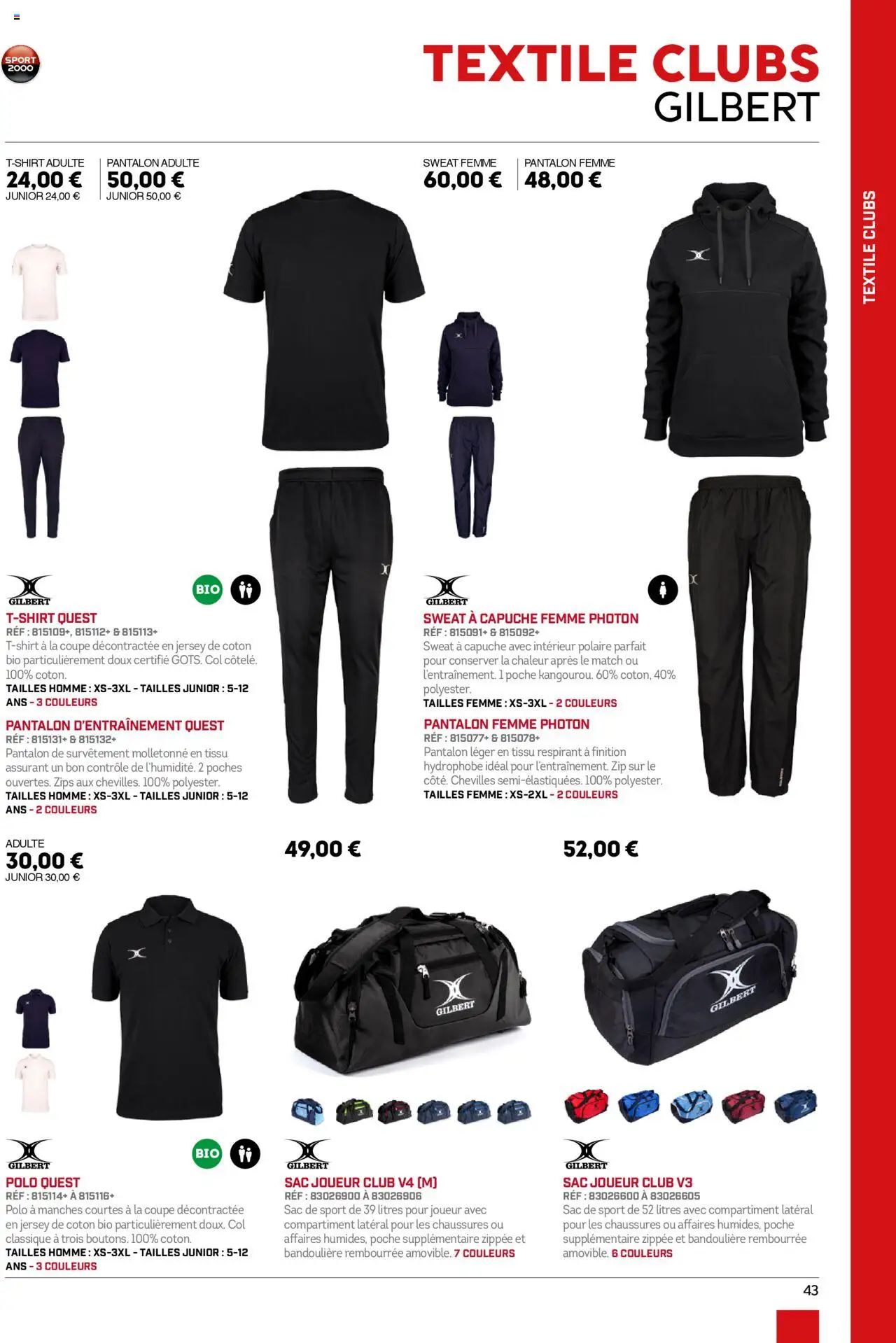 {H1} | Page: 43 | Produits: Polo, Sac, Coton, Pantalon