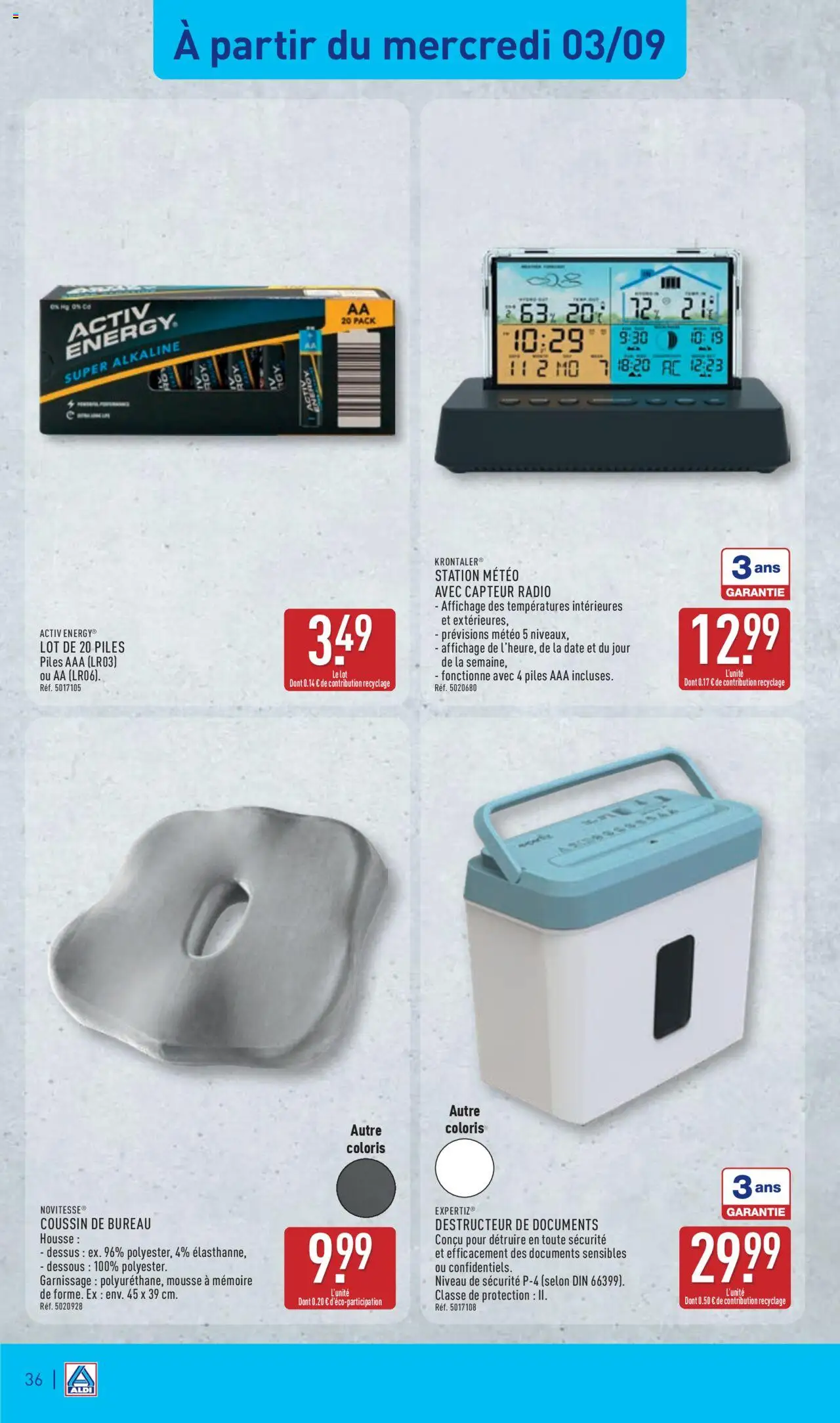  | Page: 39 | Produits: Radio, Station météo, Bureau, Mousse