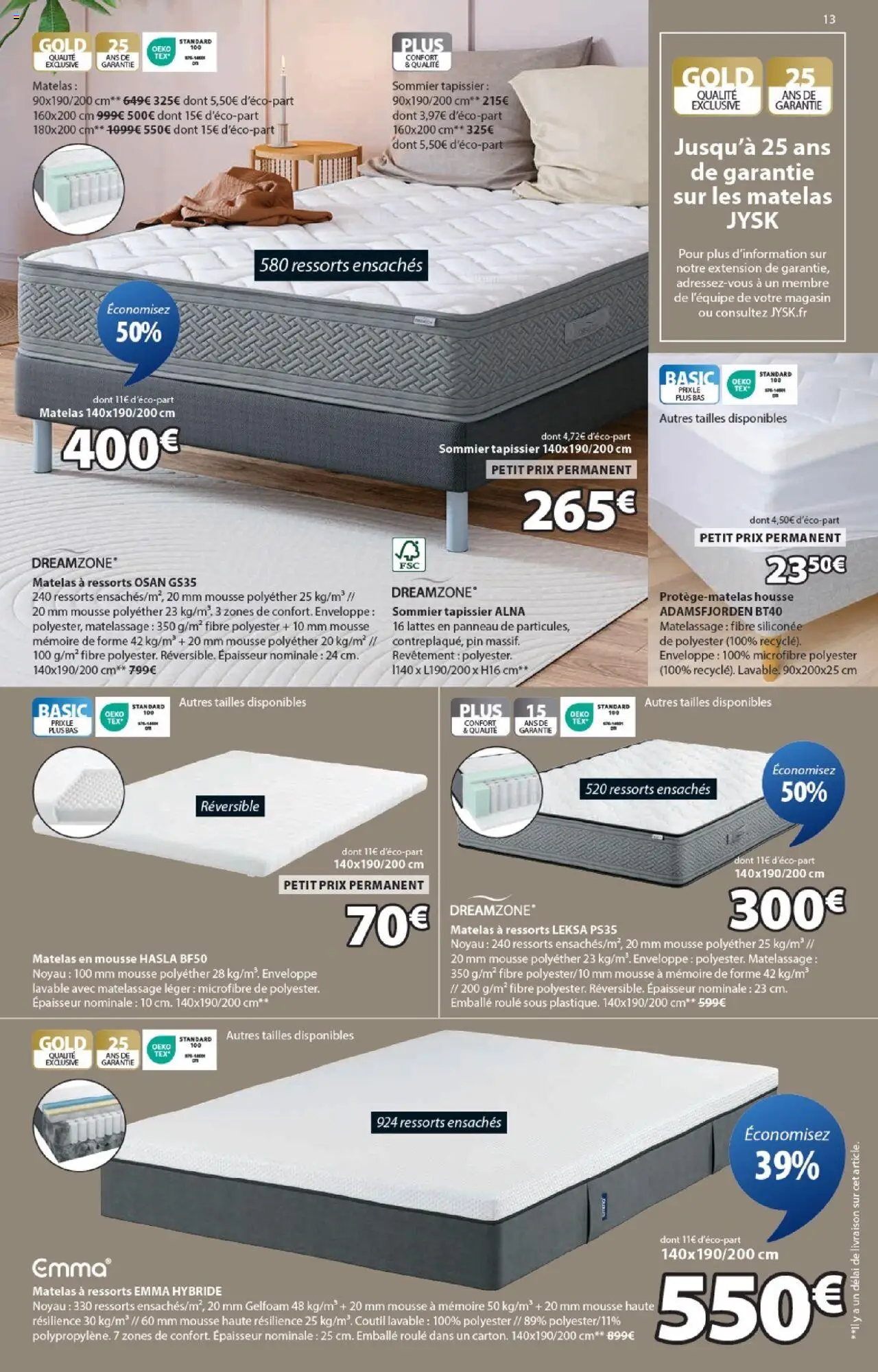  | Page: 13 | Produits: Enveloppe, Mousse, Matelas, Sommier