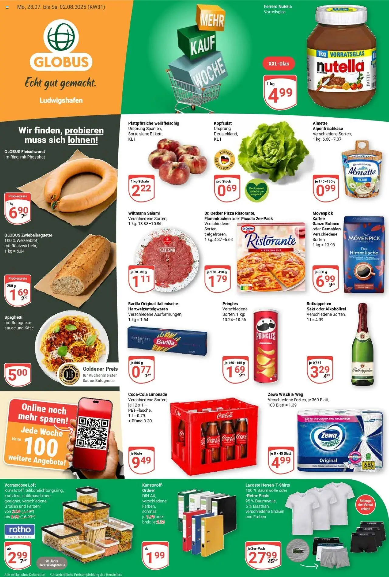 Globus prospekt Ludwigshafen-Oggersheim	 - gültig ab dem 28.07.2025 | Seite: 1 | Produkte: Käse, Kaffee, Sekt, Rotkäppchen