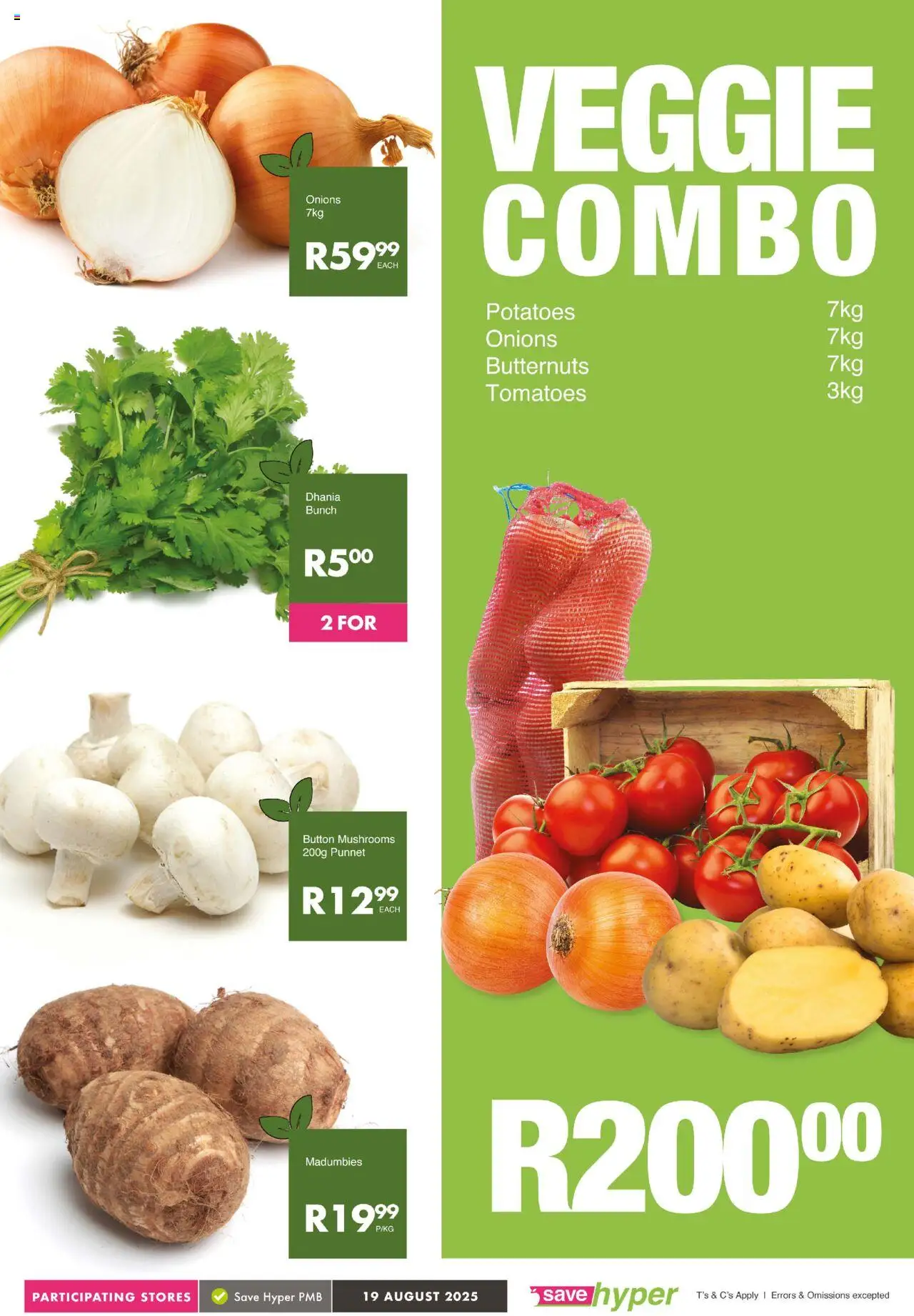 Save Market Day │ valid from 19.08.2025 | Page: 4 | Products: Mushrooms, Tomatoes, Potatoes, Onions