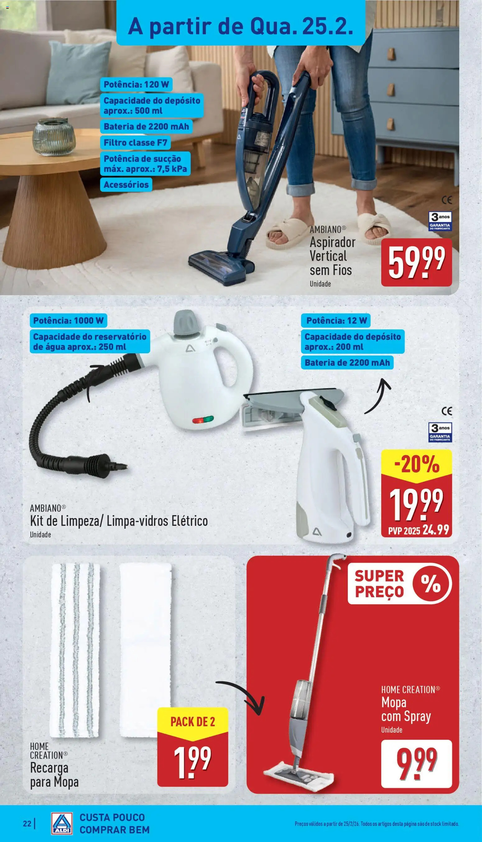 Aldi folheto │ válido de 23.02.2026 | Página: 22 | Produtos: Agua, Aspirador, Bateria