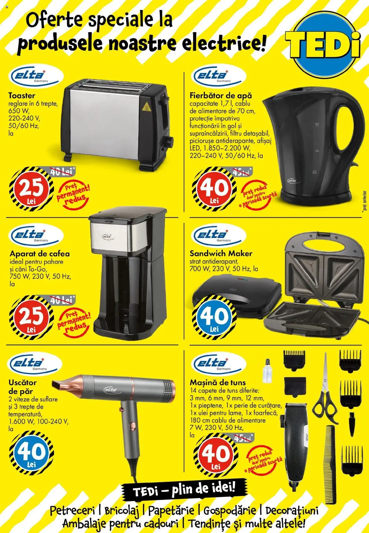 Catalog TEDi – valabil de la 08.08.2025 | Pagină: 17 | Produse: Uscător, Pahare, Ulei, Apă
