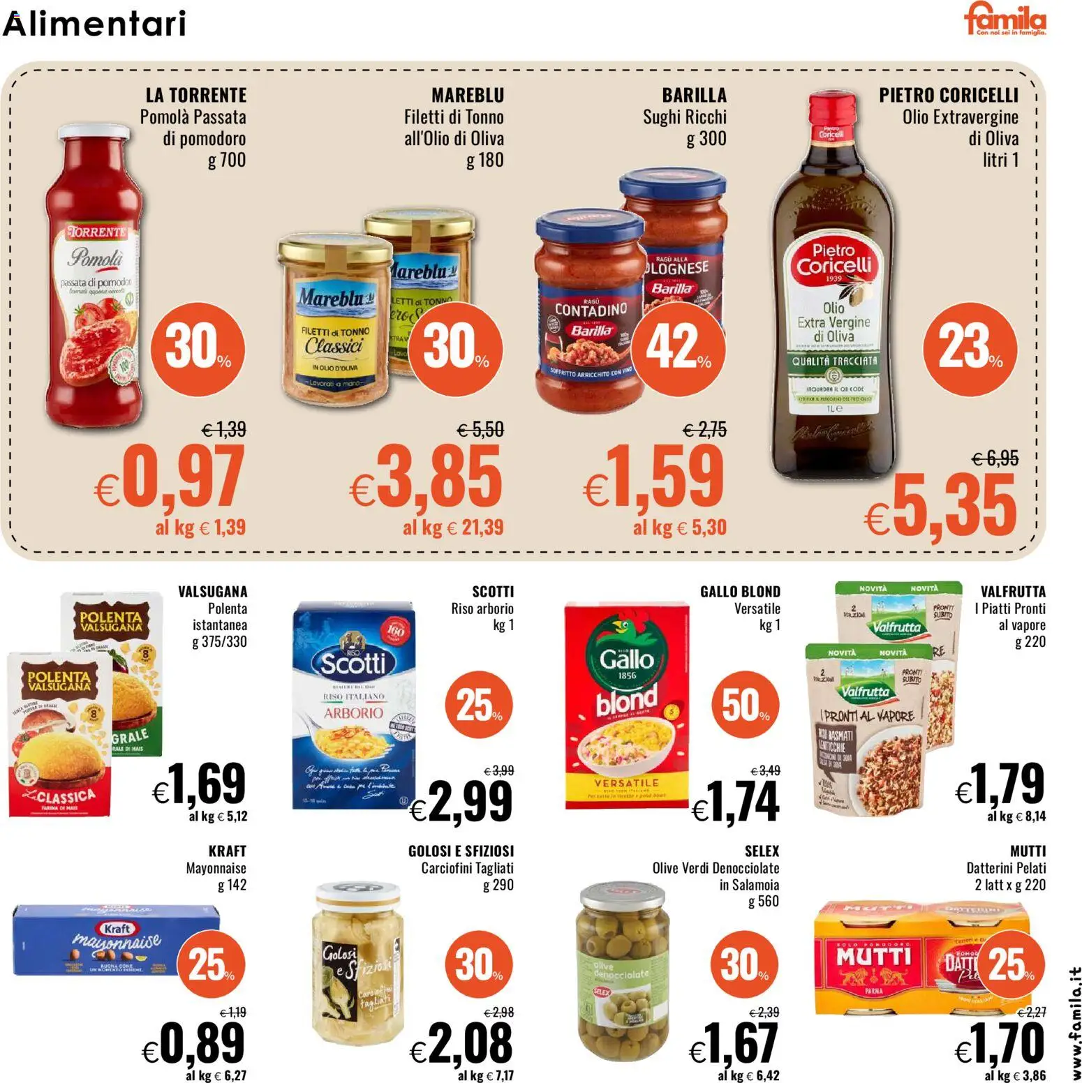 Volantino Famila del 27.11.2025 | Pagina: 19 | Prodotti: Pomodoro, Olio, Pomodori, Tonno