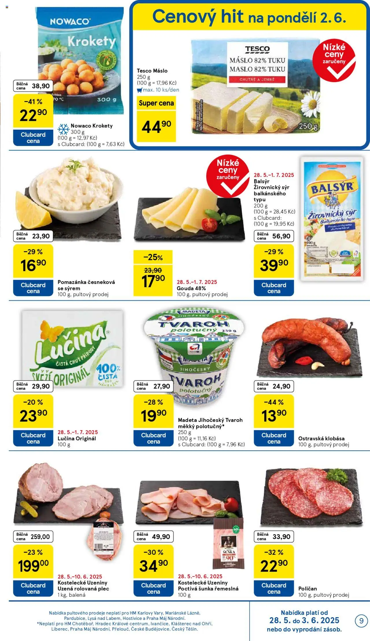Tesco leták - Hypermarket od 28.05.2025 | Strana: 9 | Produkty: Máslo, Sýr, Šunka, Tvaroh