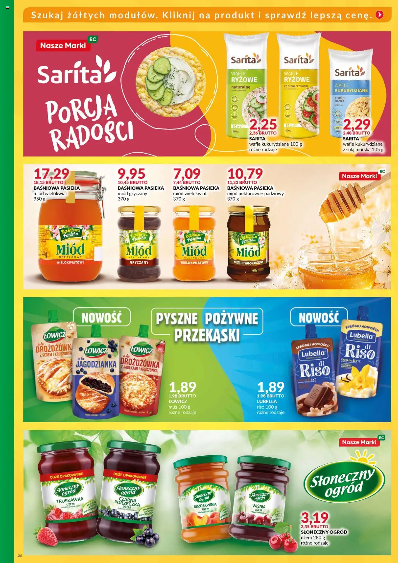 Eurocash Gazetka - Katalog Artykułów Spożywczych od 01.06.2025 | Strona: 26 | Produkty: Brzoskwinia, Miód, Wafle, Miód gryczany
