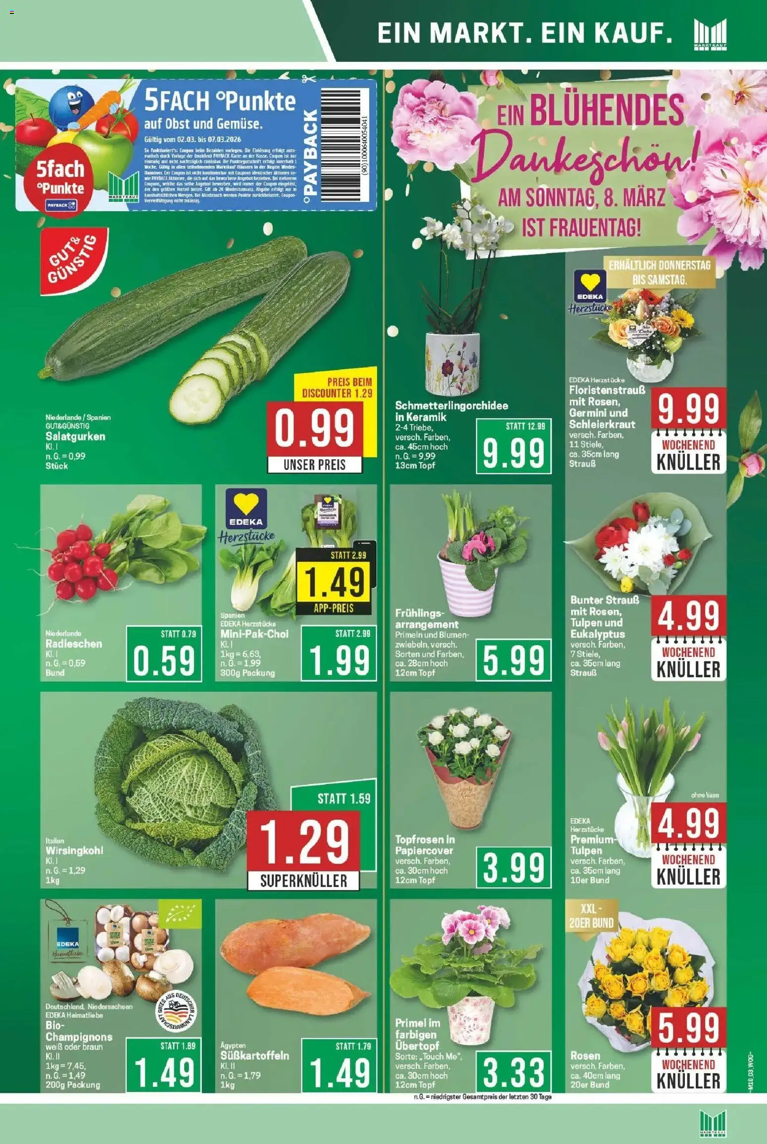 Marktkauf Wochenangebote Bad Salzuflen  – gültig ab 02.03.2026 | Seite: 3 | Produkte: Blumen, Champignons, Obst