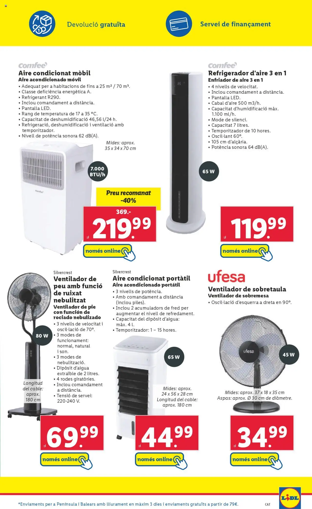 Lidl catálogo BCN │ válido desde el 09.06.2025 | Página: 55 | Productos: Refrigerador, Aire acondicionado, Ventilador, Ventilador de pie