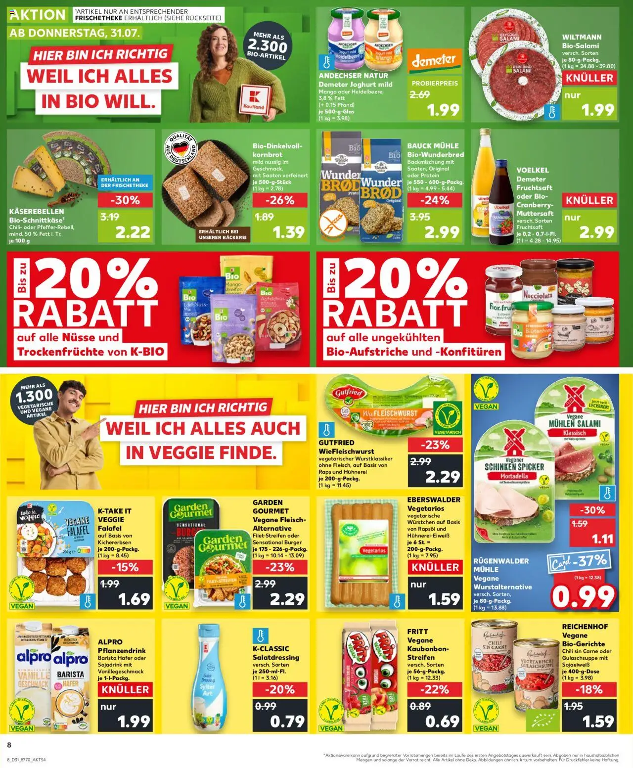Kaufland Prospekt 	 - gültig ab dem 31.07.2025 | Seite: 8 | Produkte: Joghurt, Rapsöl, Salami, Fleisch