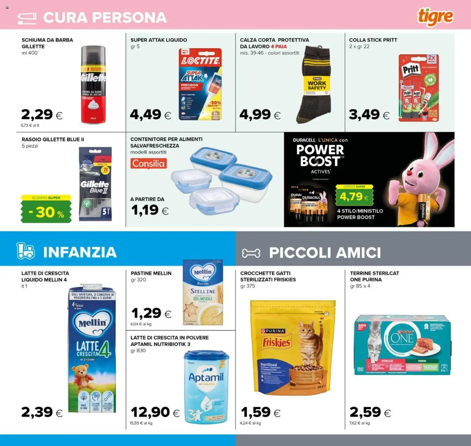 Volantino Tigre del 26.02.2026 | Pagina: 23 | Prodotti: Schiuma da barba, Rasoio, Crocchette, Contenitore