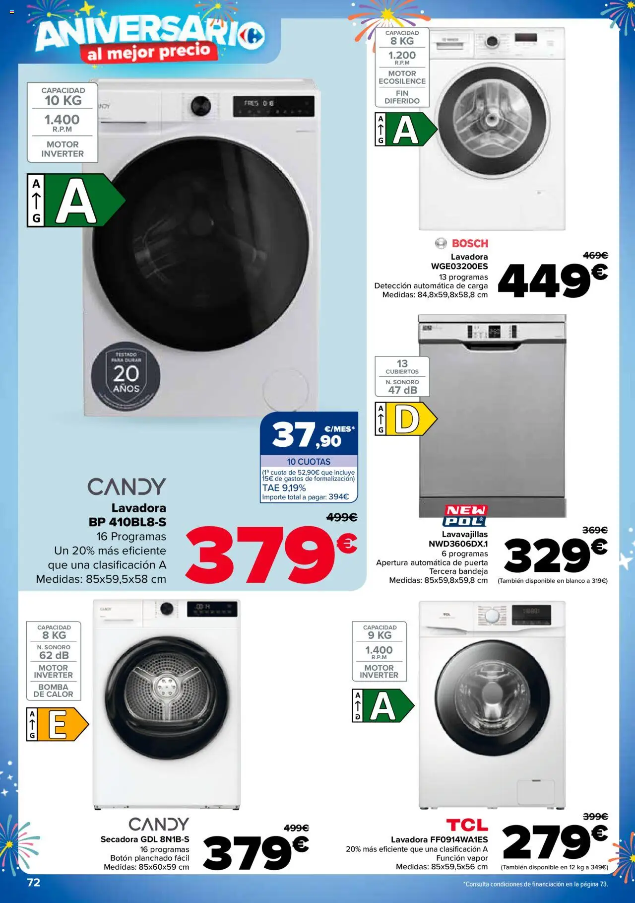 Carrefour folleto │ válido desde el 25.09.2025 | Página: 72 | Productos: Lavadora, Secadora, Lavavajillas, Bandeja