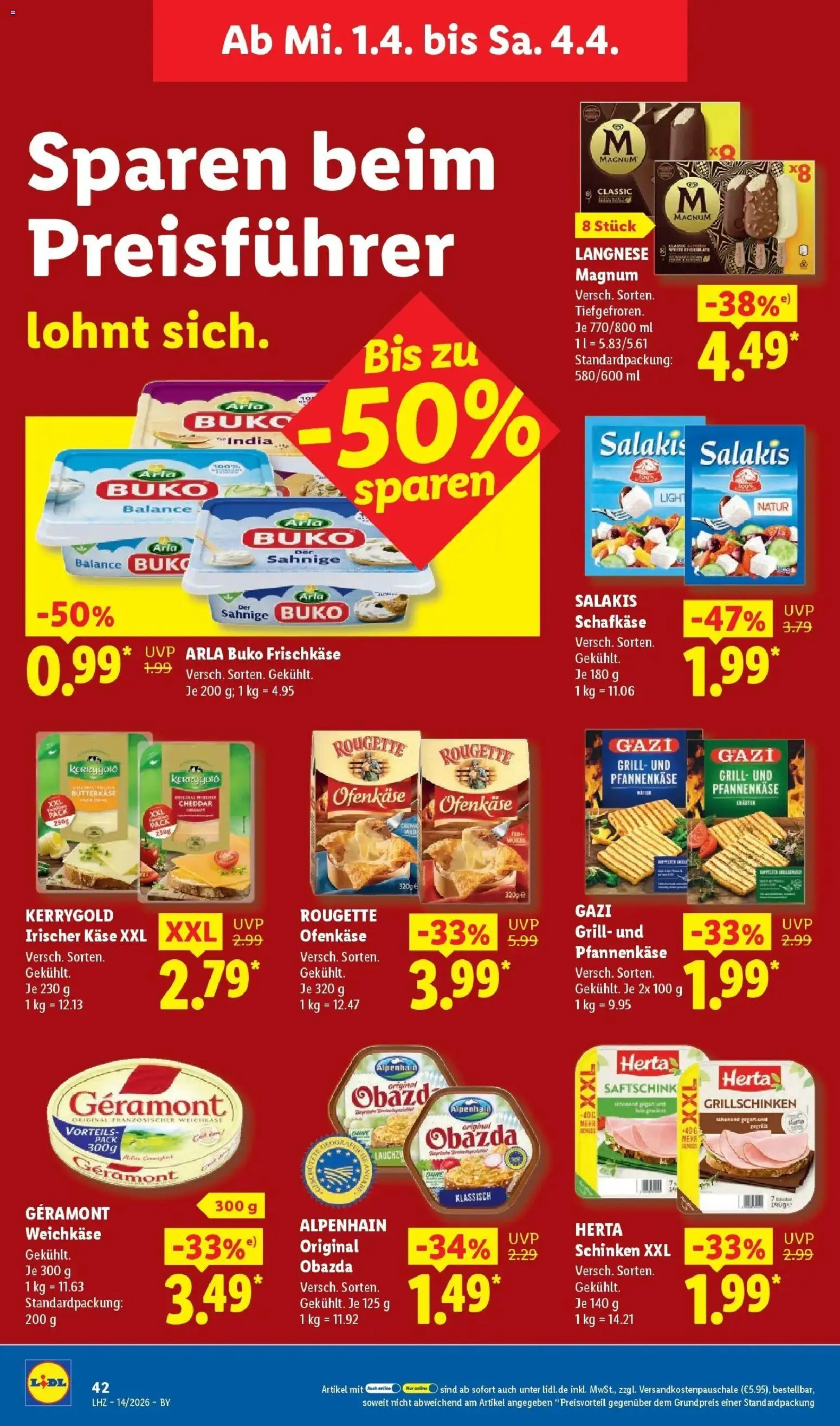 Lidl Prospekt Hof-innenstadt – gültig ab 30.03.2026 | Seite: 66 | Produkte: Grill, Arla buko, Schinken, Frischkase
