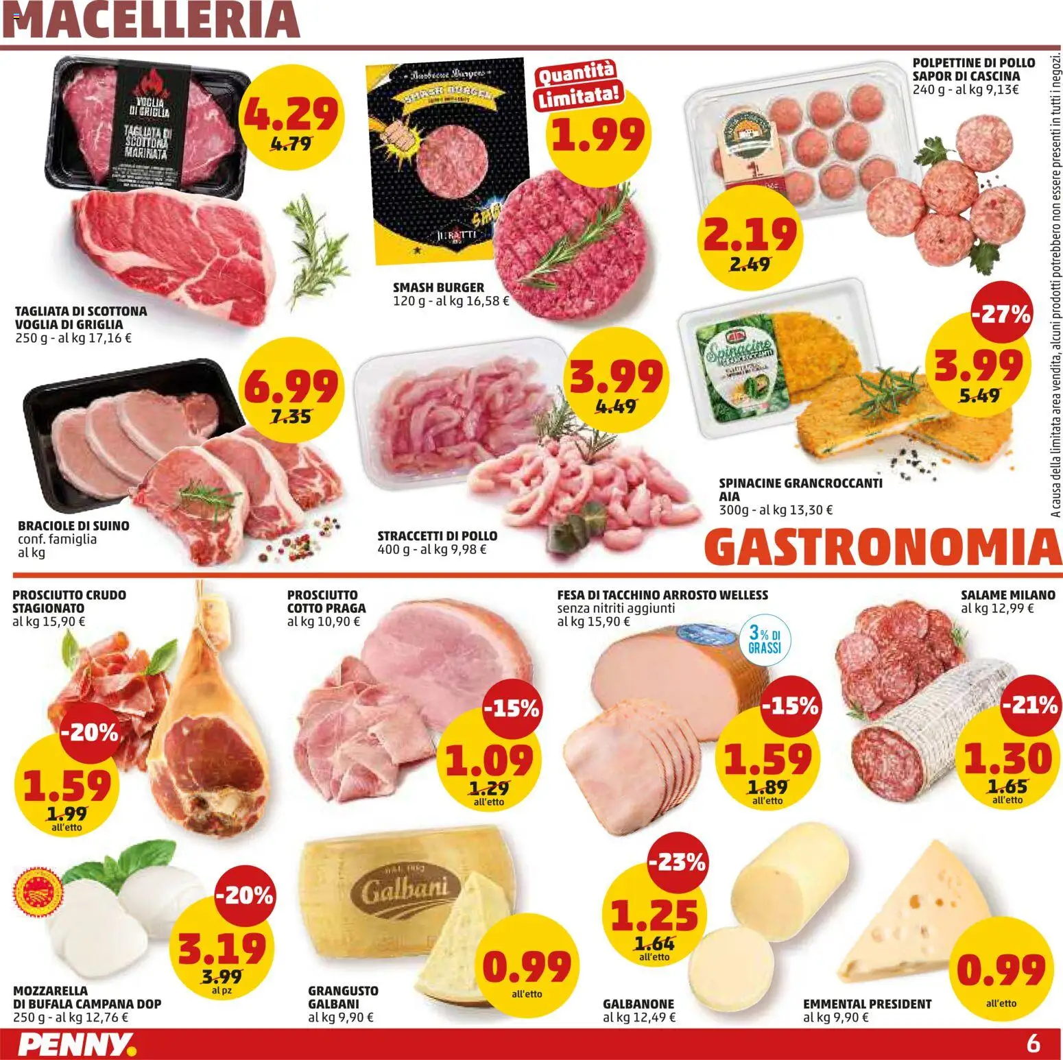 Volantino PENNY del 09.04.2026 | Pagina: 6 | Prodotti: Prosciutto Crudo, Salame, Pollo, Griglia